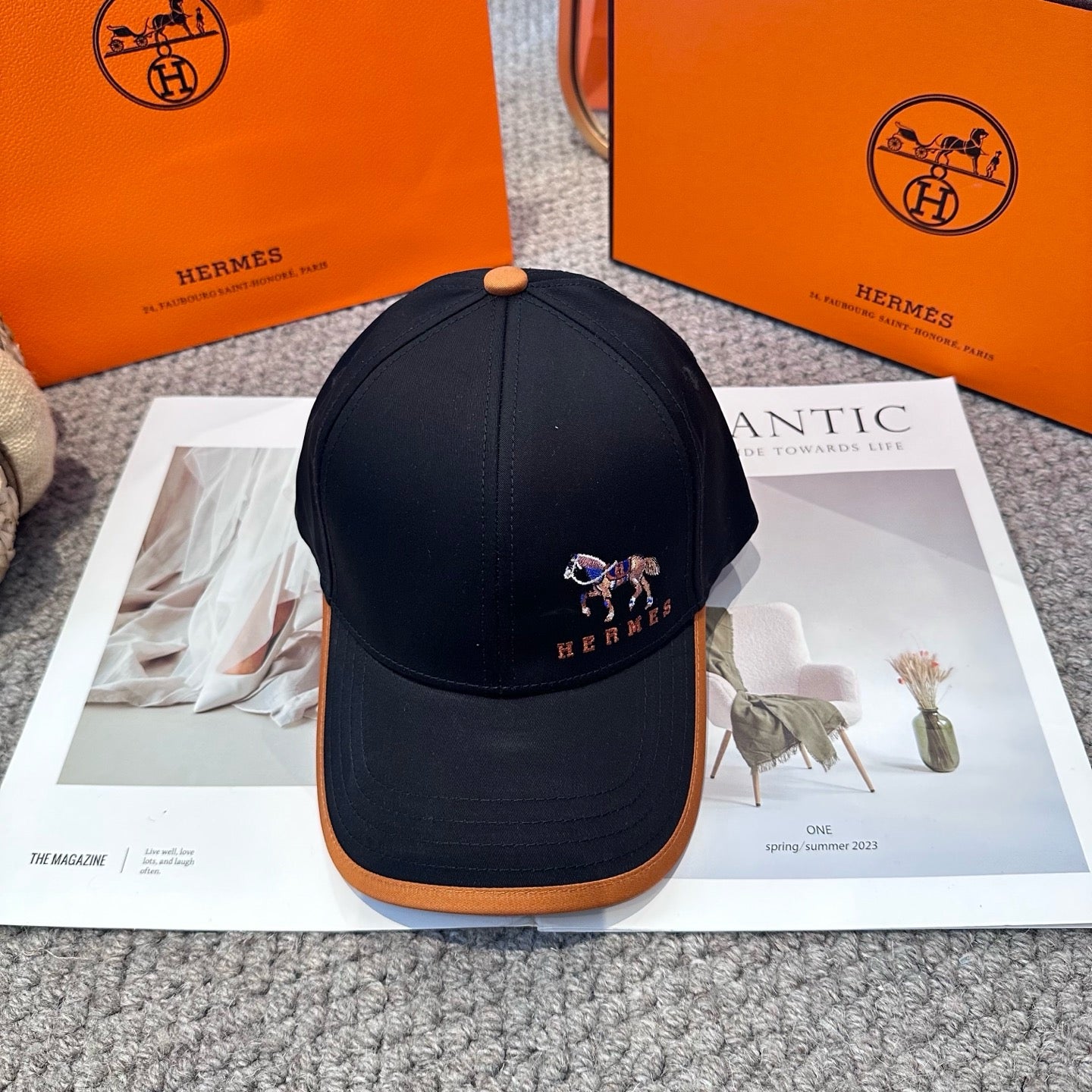 Orange, White, Blue and Black Cap - FashionHype.xyz