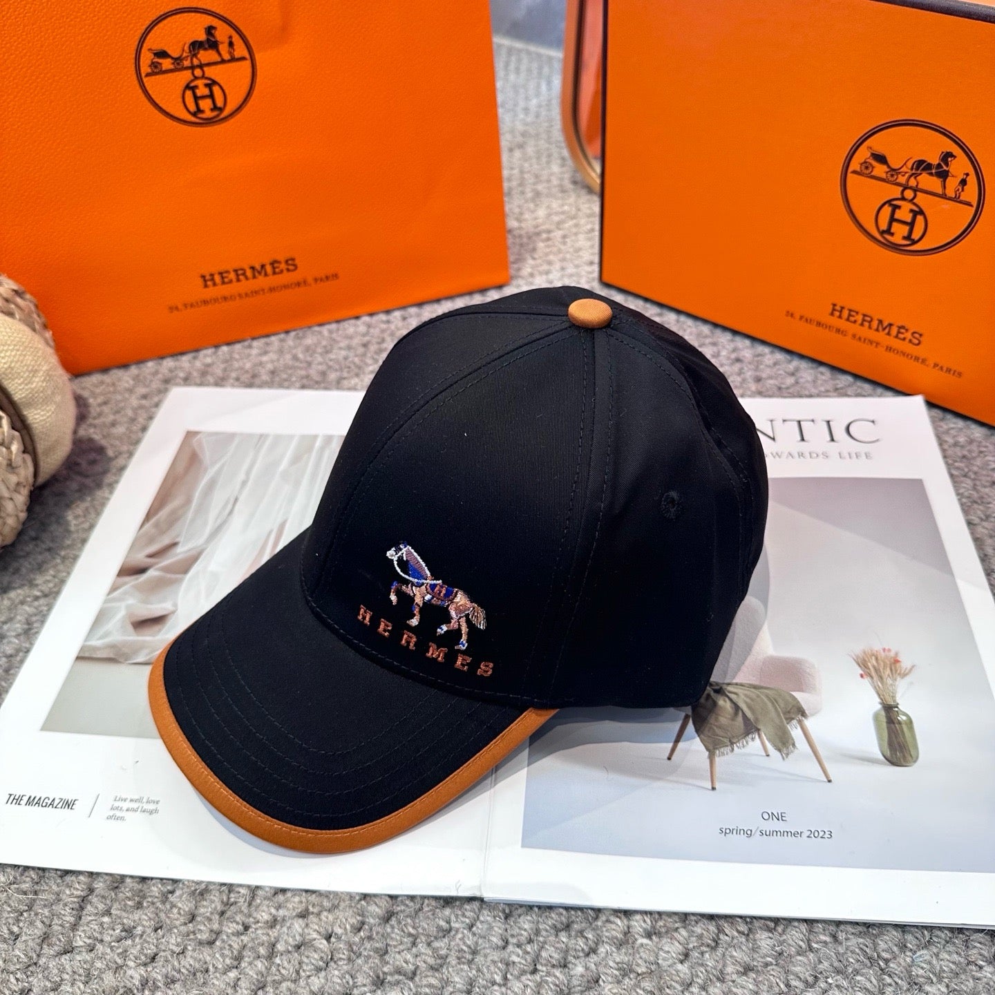 Orange, White, Blue and Black Cap - FashionHype.xyz