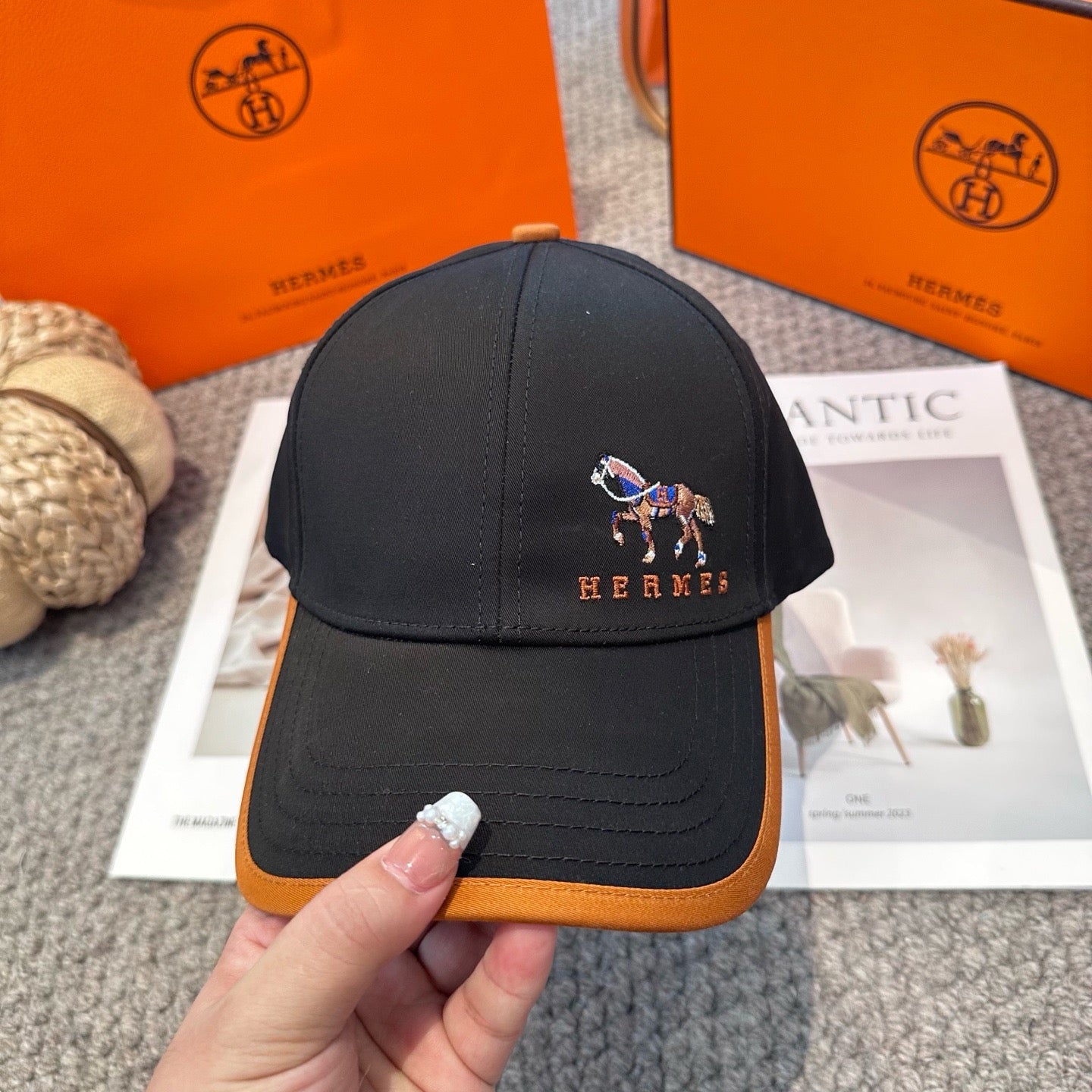 Orange, White, Blue and Black Cap - FashionHype.xyz