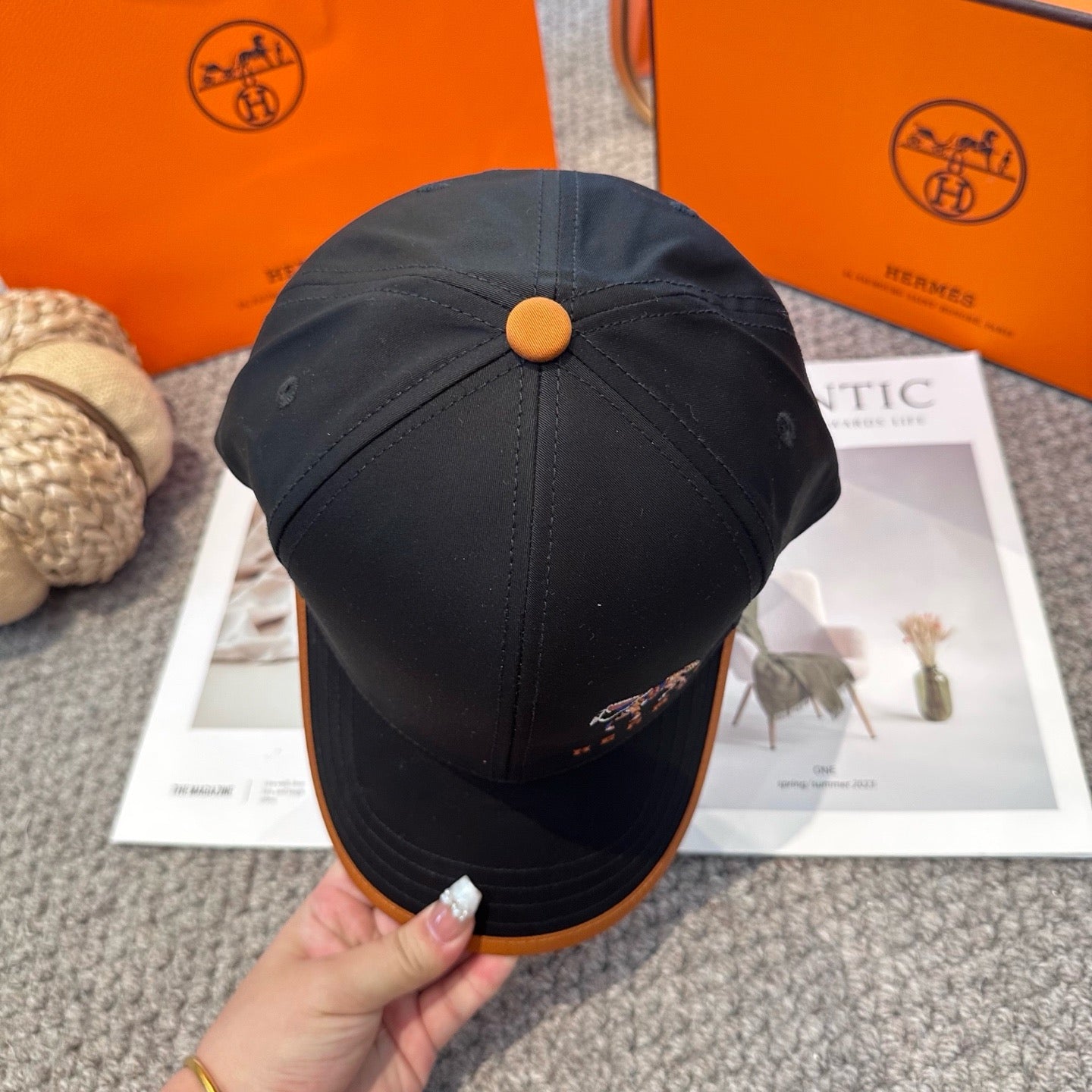 Orange, White, Blue and Black Cap - FashionHype.xyz