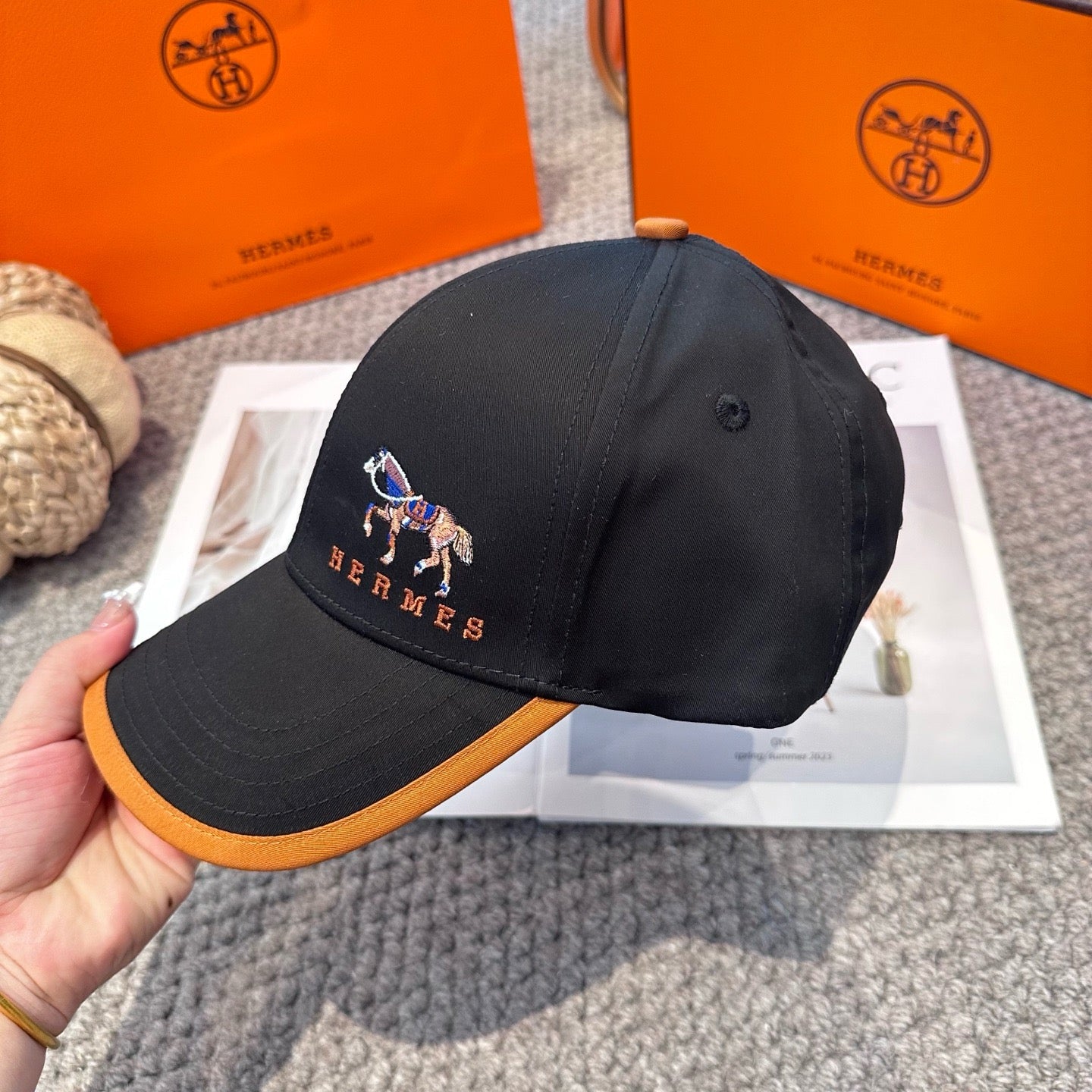 Orange, White, Blue and Black Cap - FashionHype.xyz