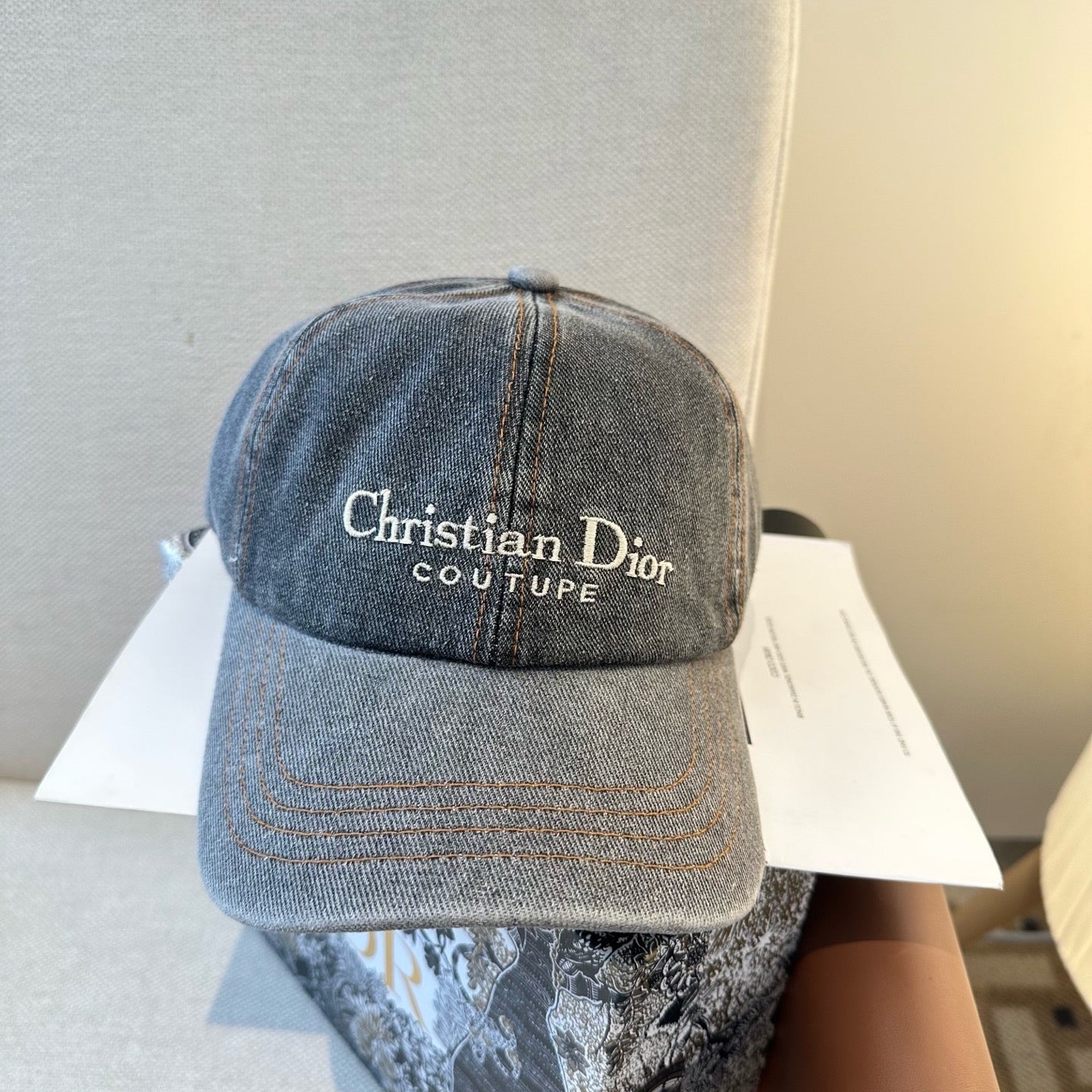 Dark Grey Denim and Light Blue Denim Cap - FashionHype.xyz