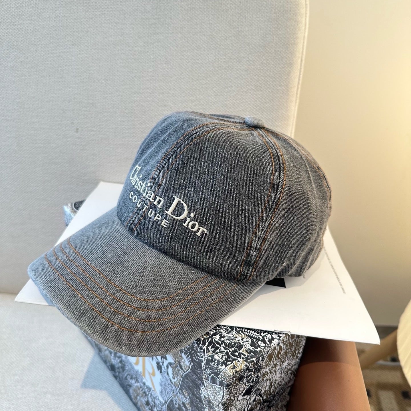 Dark Grey Denim and Light Blue Denim Cap - FashionHype.xyz