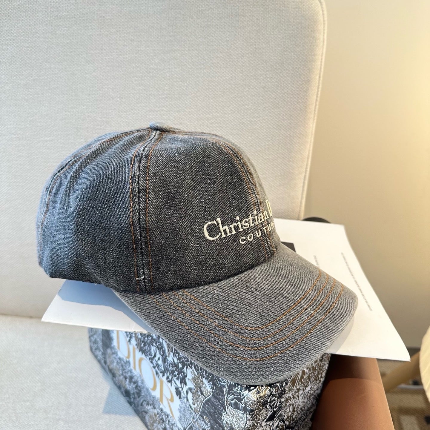Dark Grey Denim and Light Blue Denim Cap - FashionHype.xyz