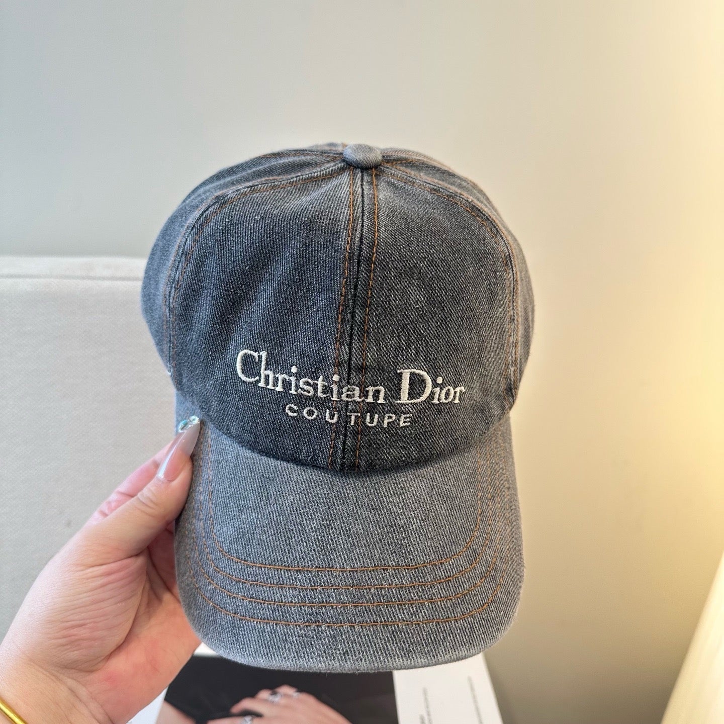 Dark Grey Denim and Light Blue Denim Cap - FashionHype.xyz
