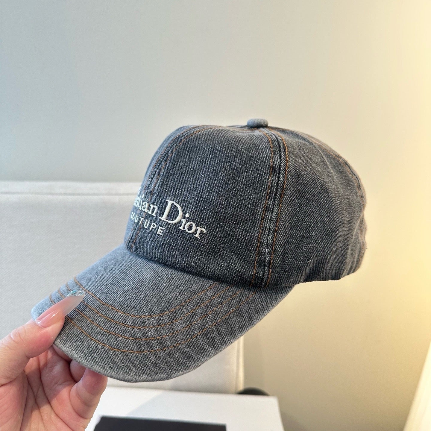 Dark Grey Denim and Light Blue Denim Cap - FashionHype.xyz
