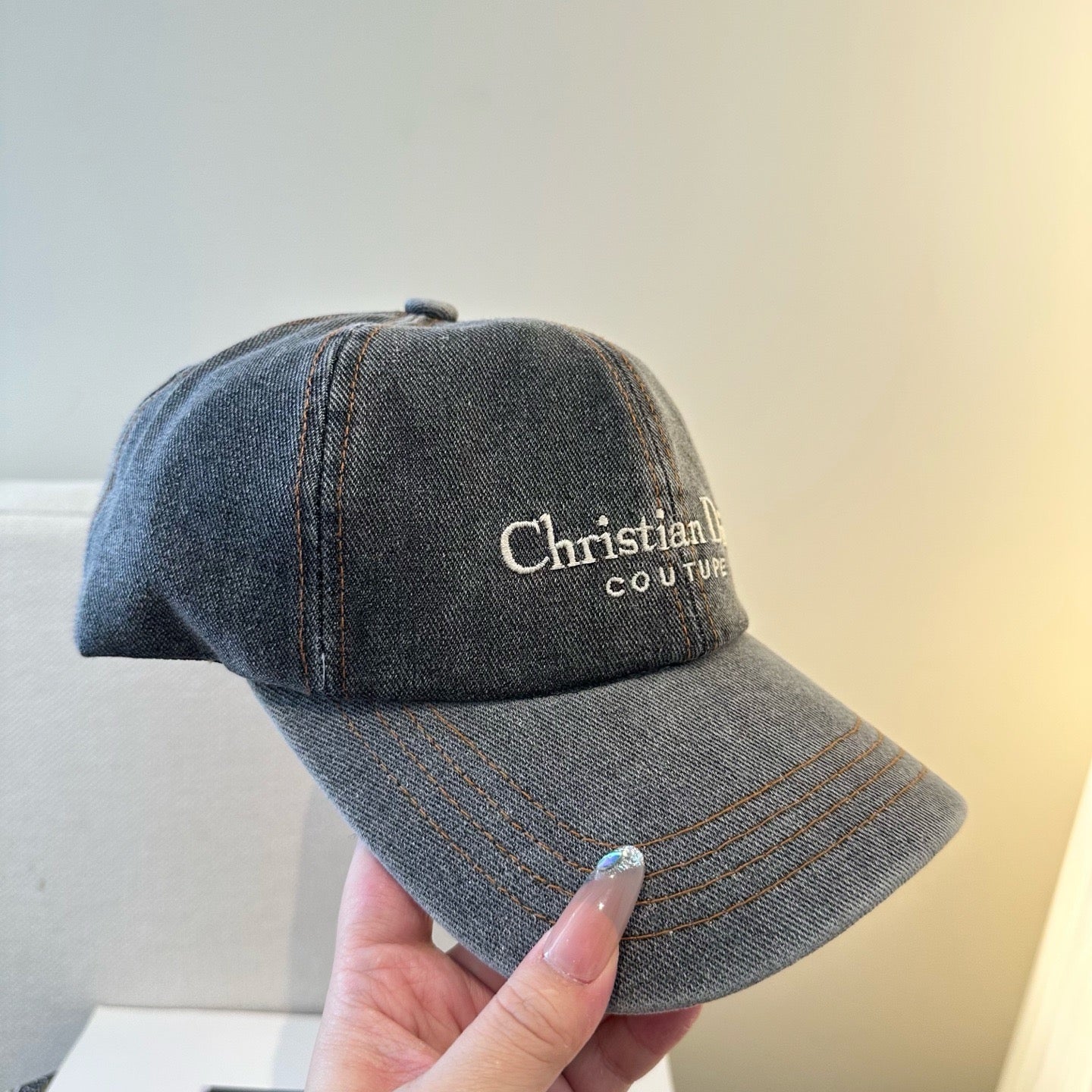 Dark Grey Denim and Light Blue Denim Cap - FashionHype.xyz