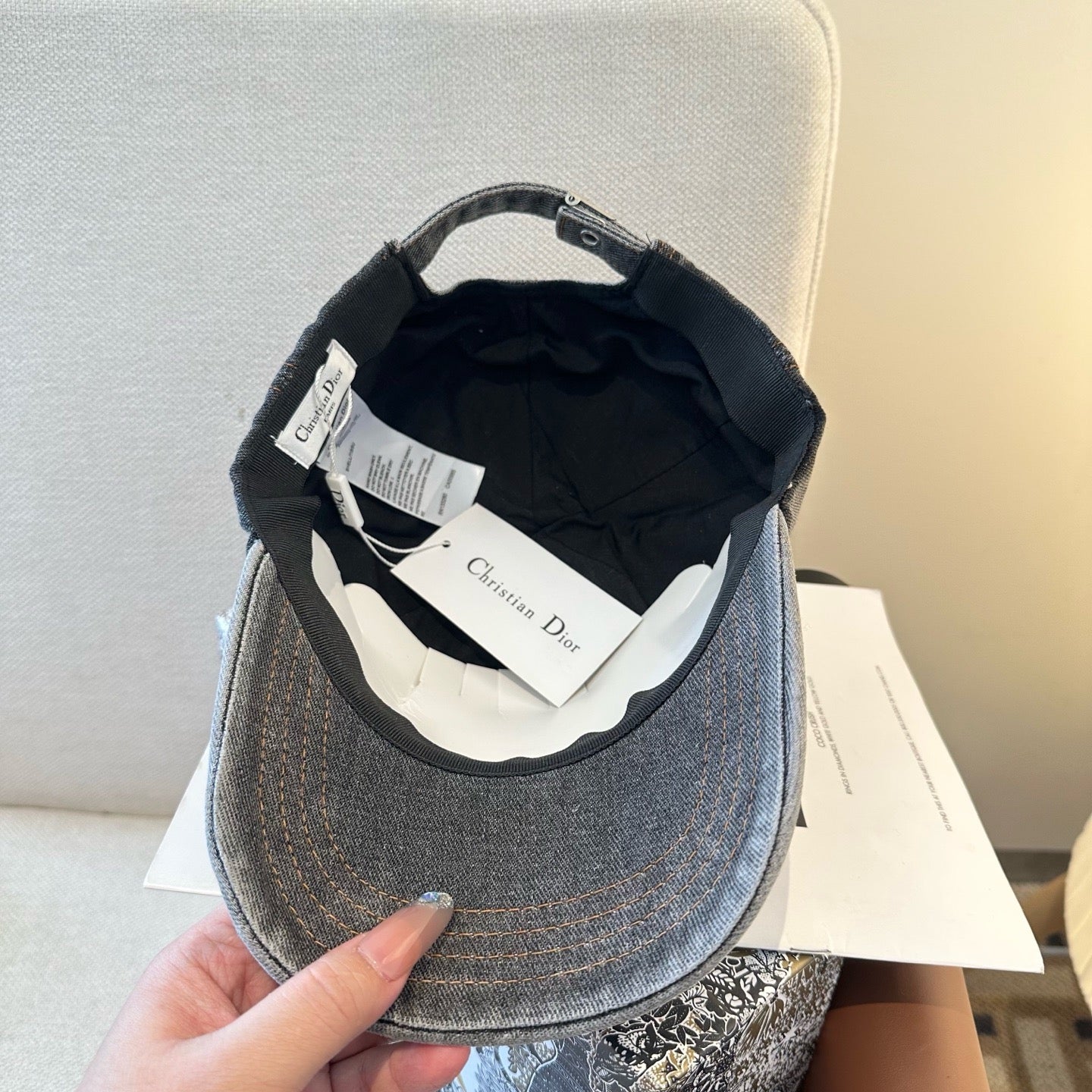 Dark Grey Denim and Light Blue Denim Cap - FashionHype.xyz