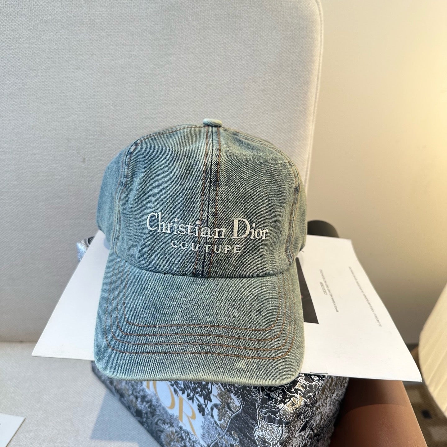 Dark Grey Denim and Light Blue Denim Cap - FashionHype.xyz
