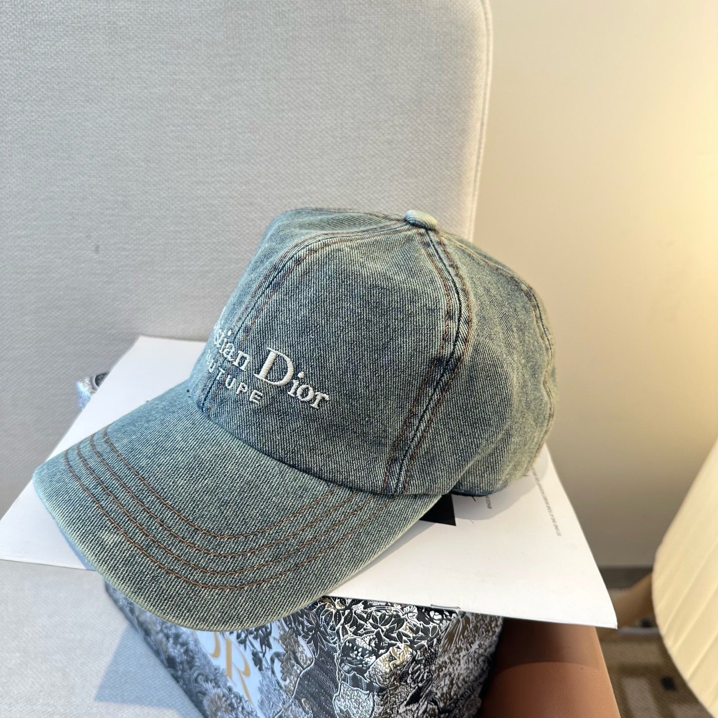 Dark Grey Denim and Light Blue Denim Cap - FashionHype.xyz