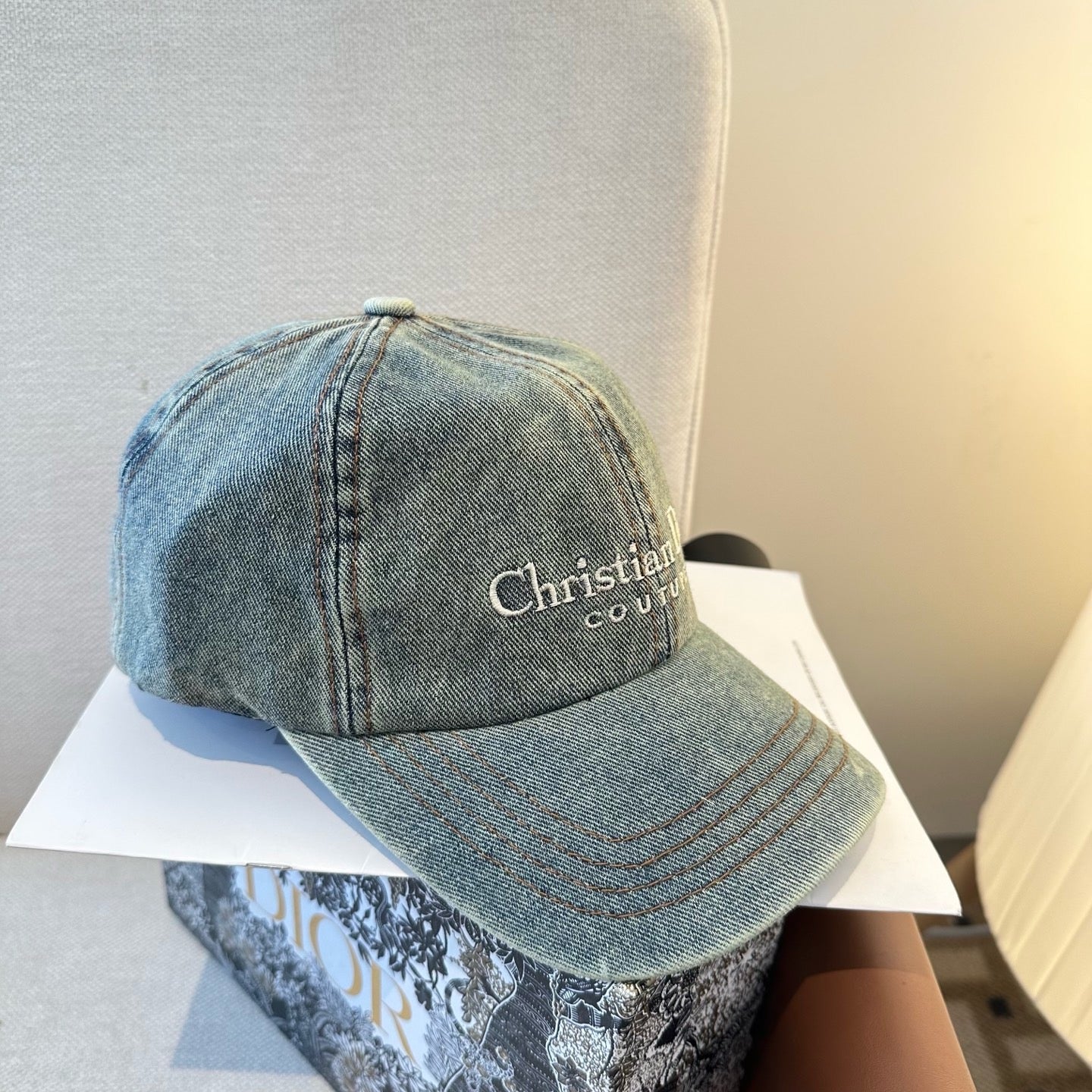 Dark Grey Denim and Light Blue Denim Cap - FashionHype.xyz