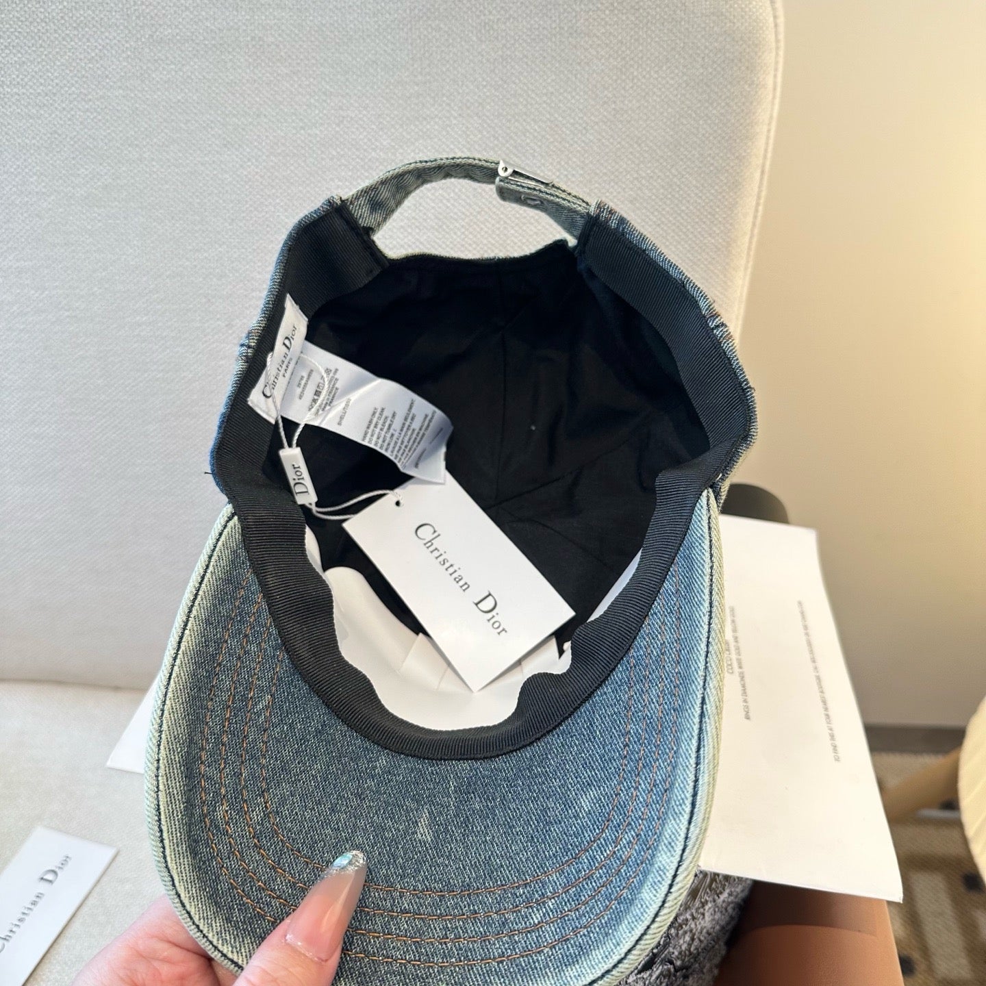 Dark Grey Denim and Light Blue Denim Cap - FashionHype.xyz