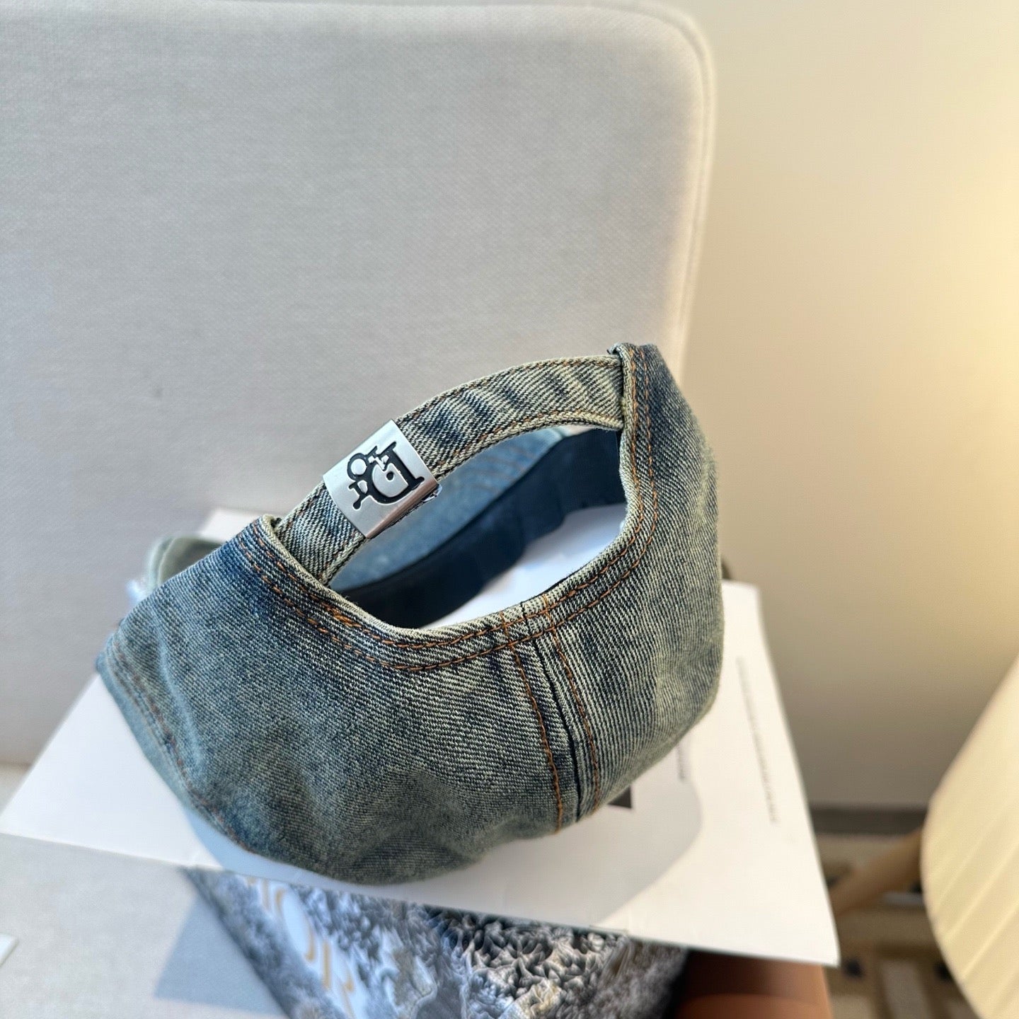 Dark Grey Denim and Light Blue Denim Cap - FashionHype.xyz