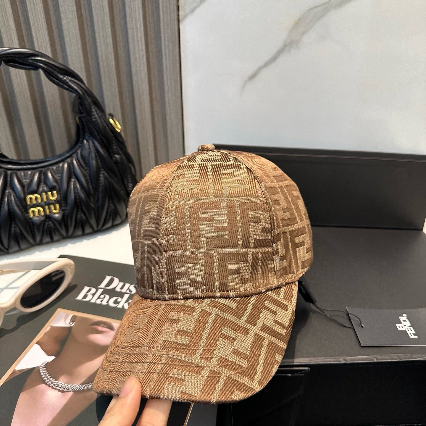 Brown, Black and Blue Cap
