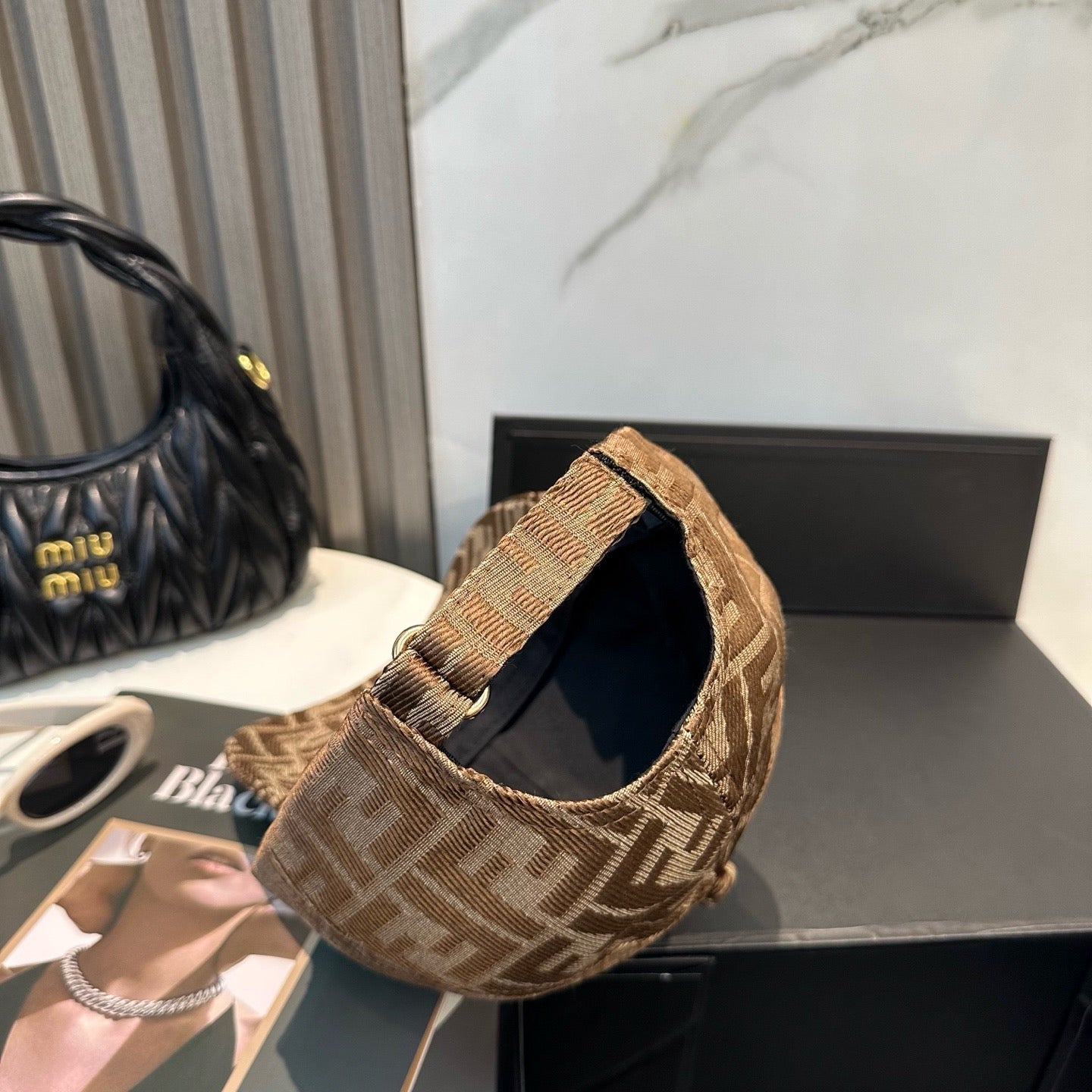 Brown, Black and Blue Cap
