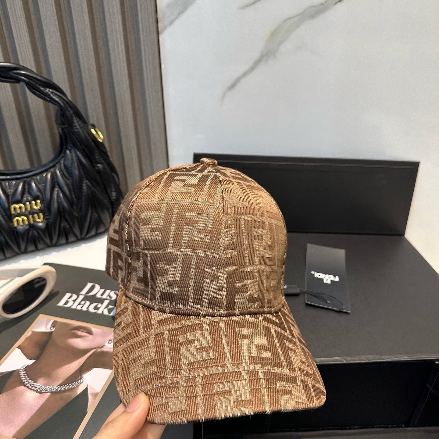 Brown, Black and Blue Cap