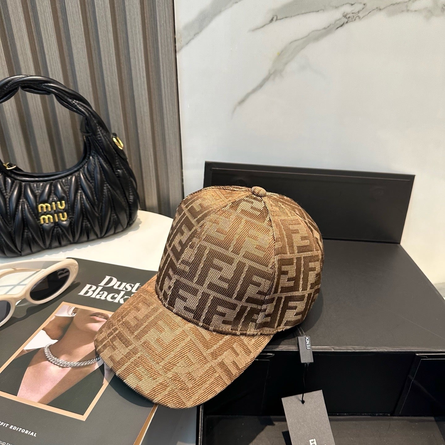 Brown, Black and Blue Cap
