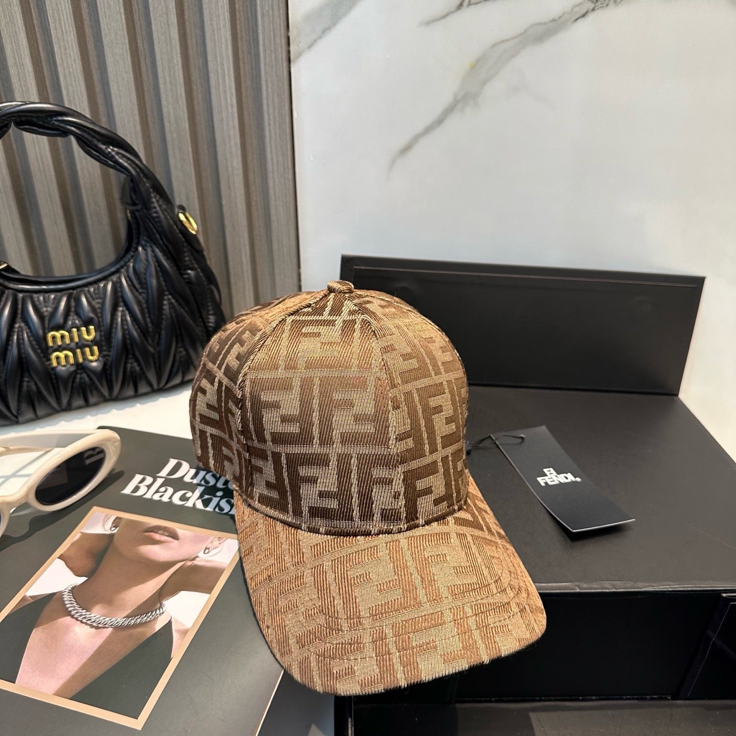 Brown, Black and Blue Cap