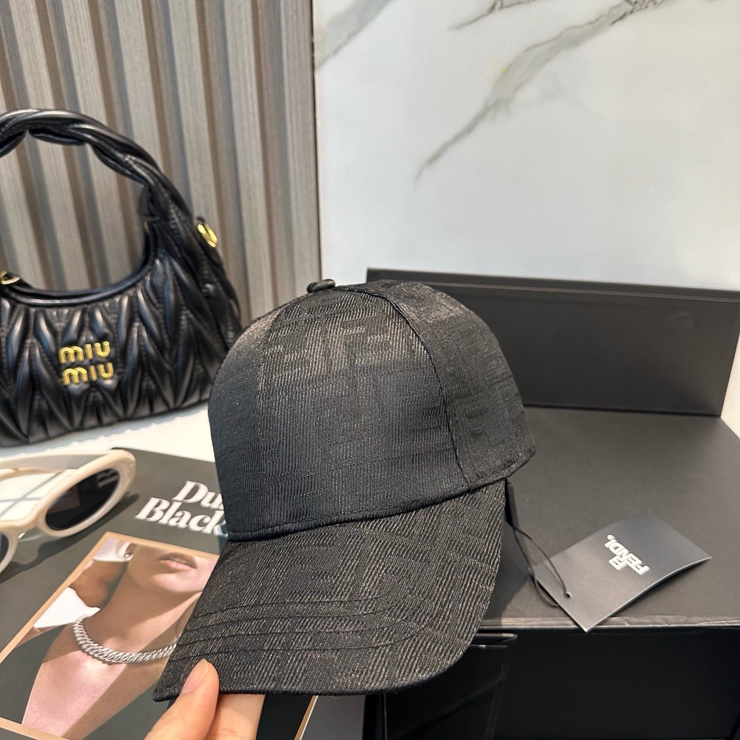 Brown, Black and Blue Cap