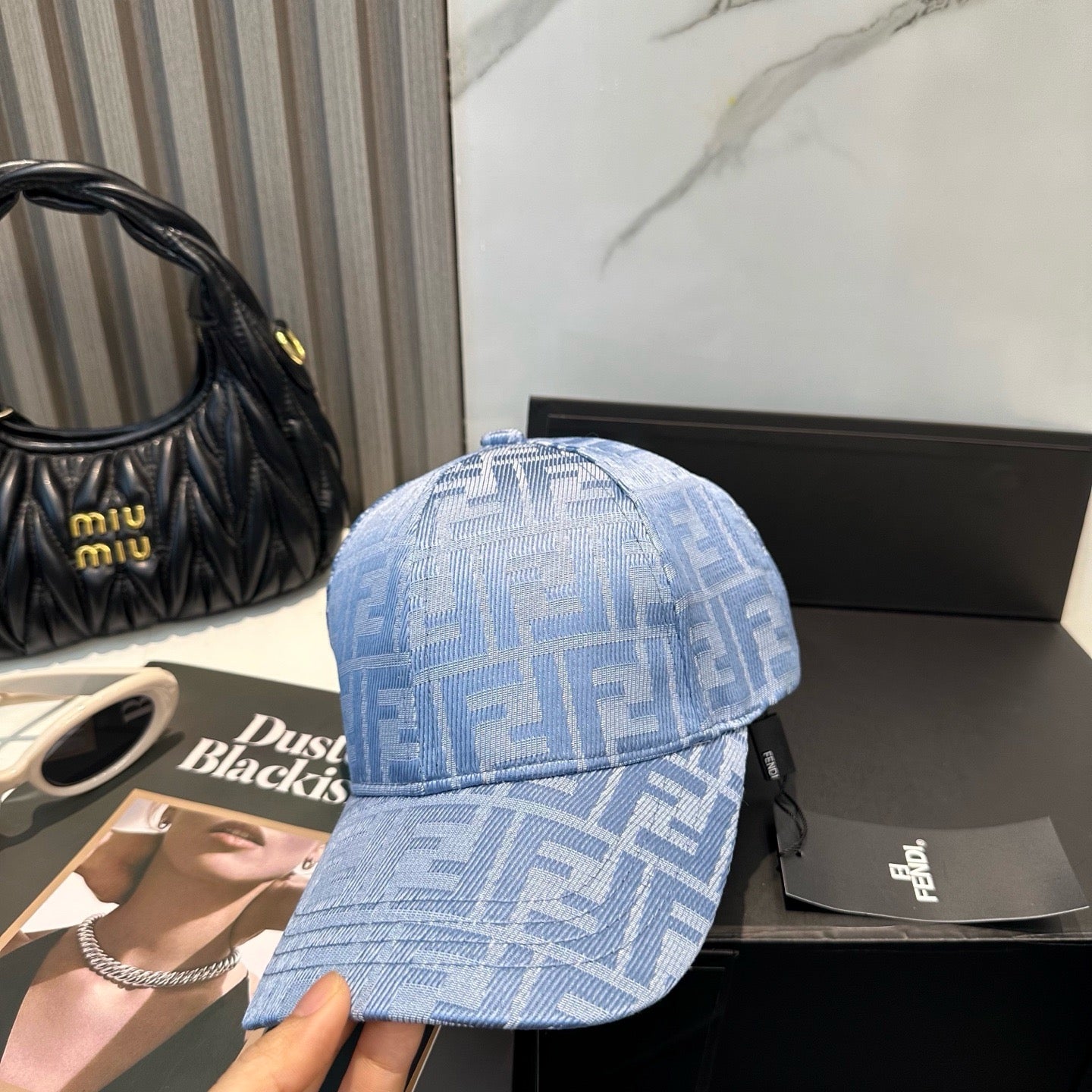 Brown, Black and Blue Cap