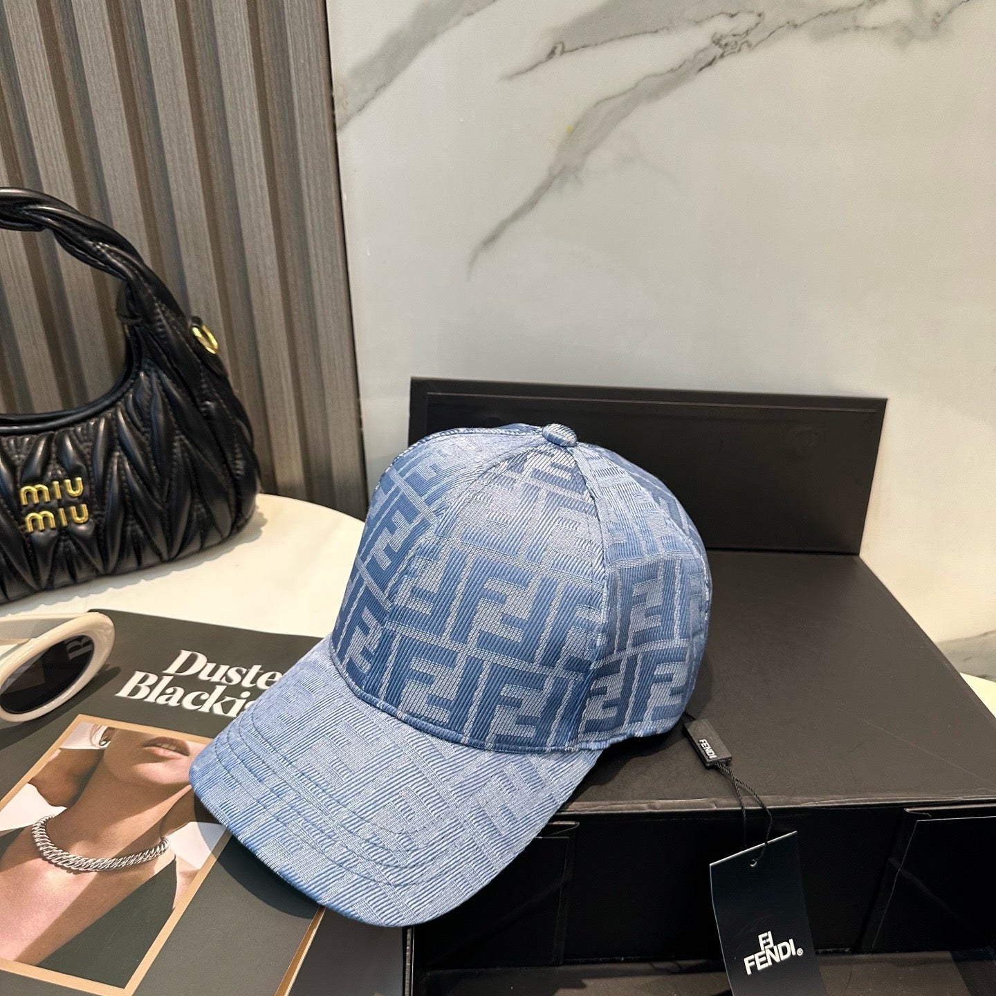 Brown, Black and Blue Cap