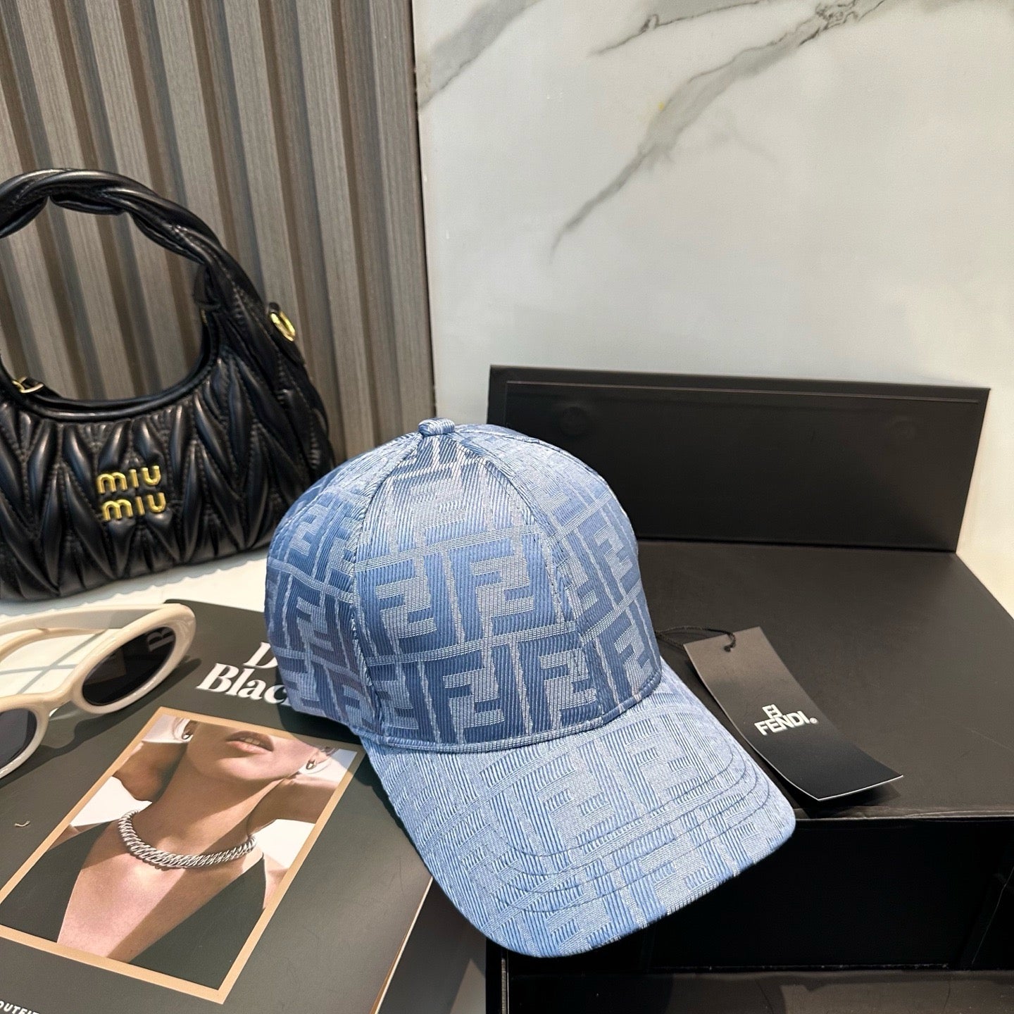 Brown, Black and Blue Cap