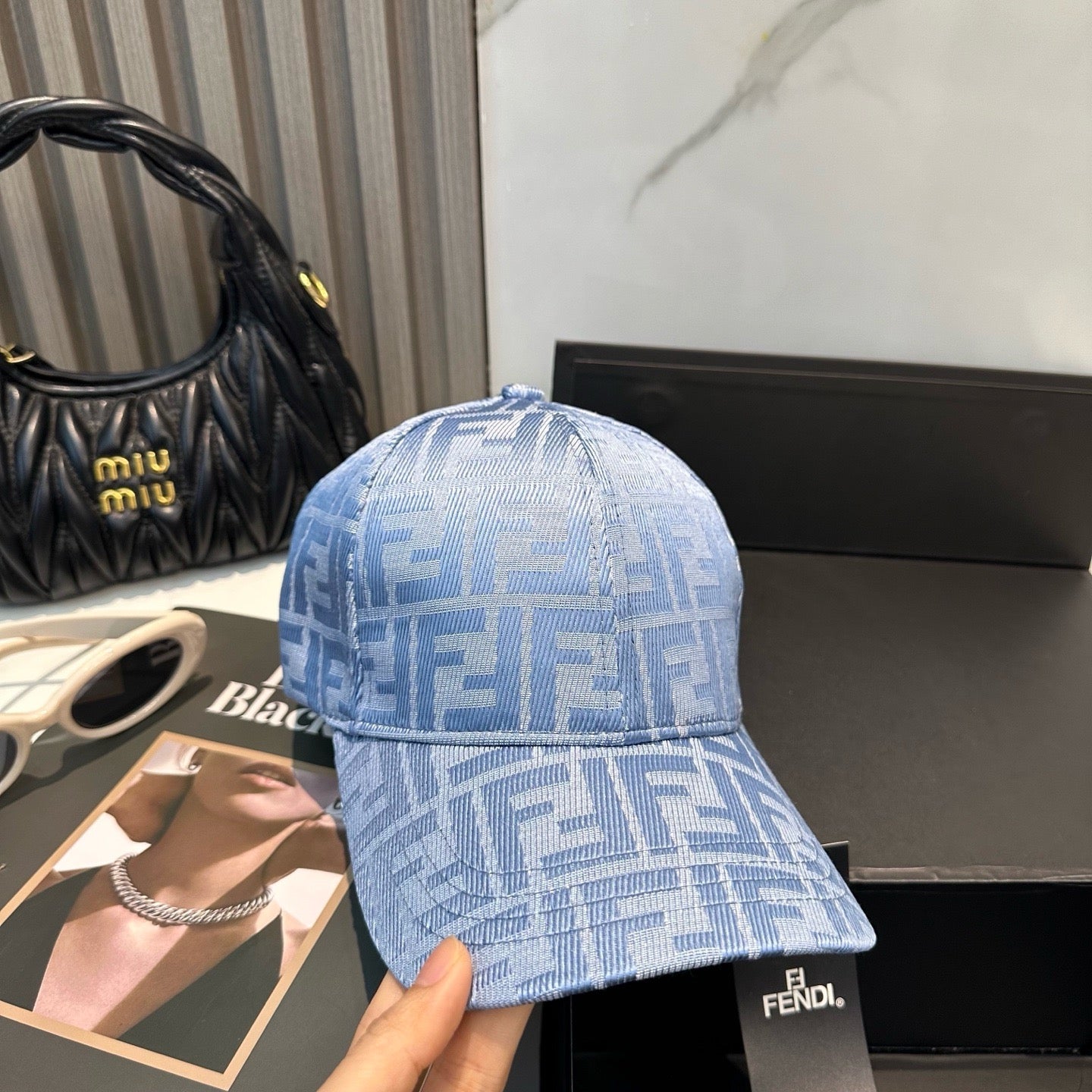 Brown, Black and Blue Cap