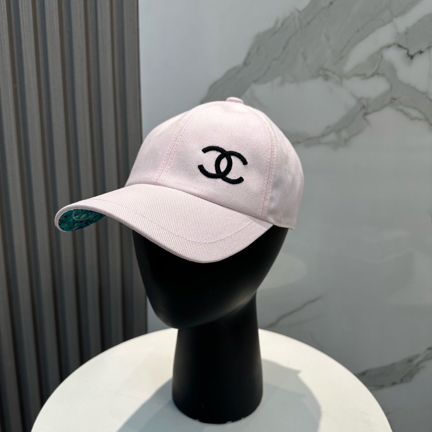 Light Pink, Black and White Cap