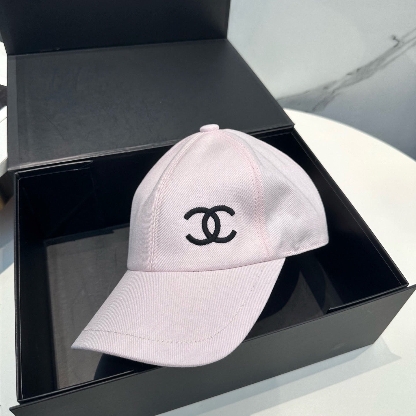 Light Pink, Black and White Cap