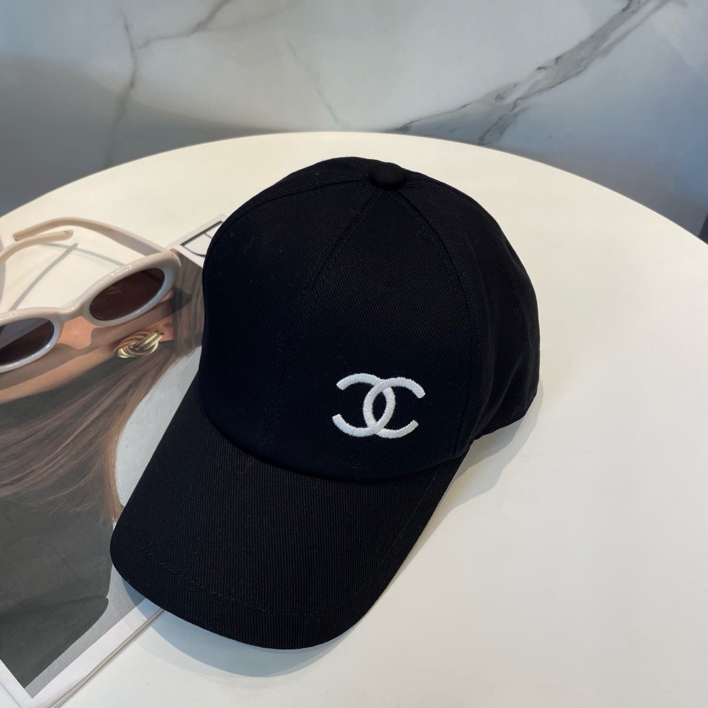 Light Pink, Black and White Cap