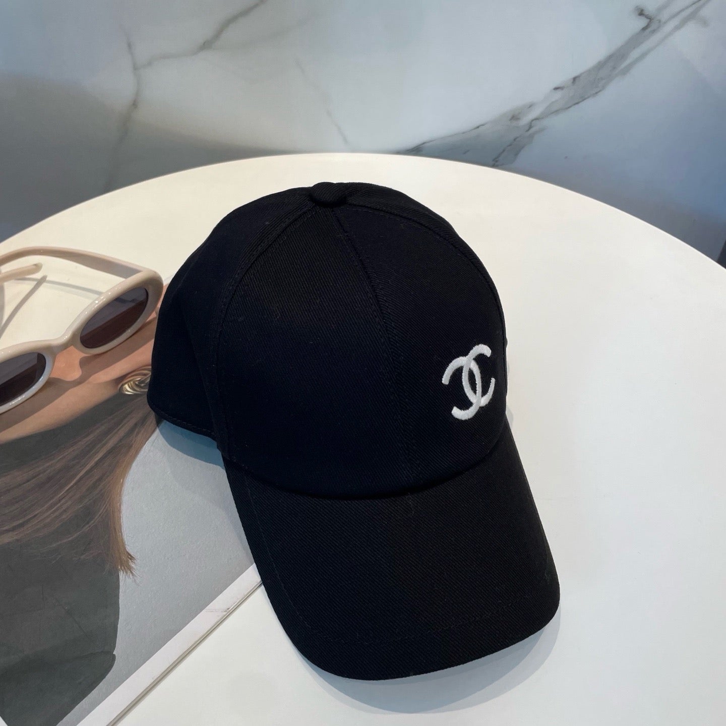 Light Pink, Black and White Cap