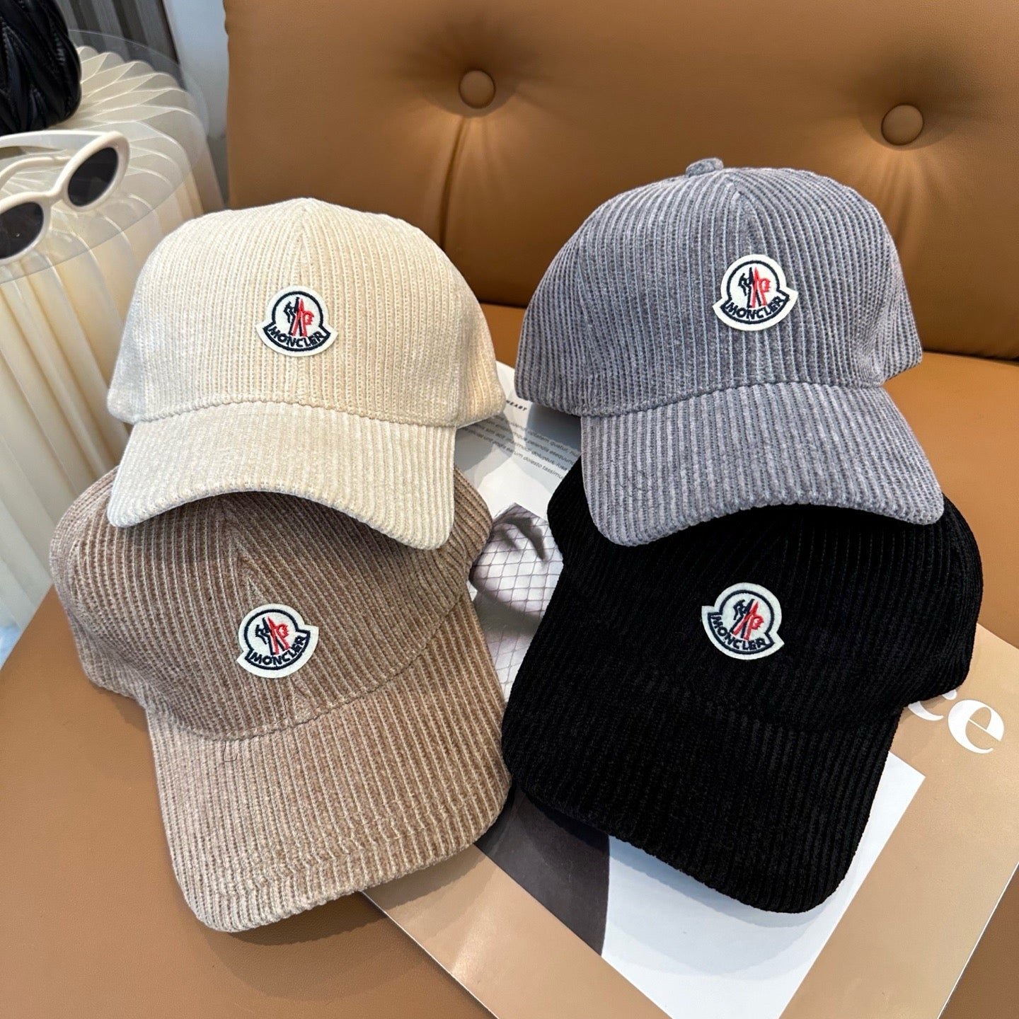 Cream, Camel, Light Grey and Black Cap - FashionHype.xyz