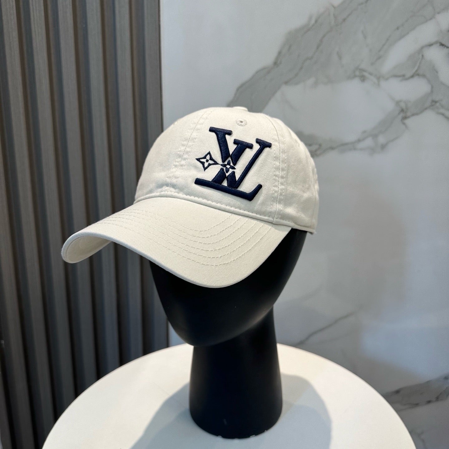 White, Brown, Light Grey and Pink Cap