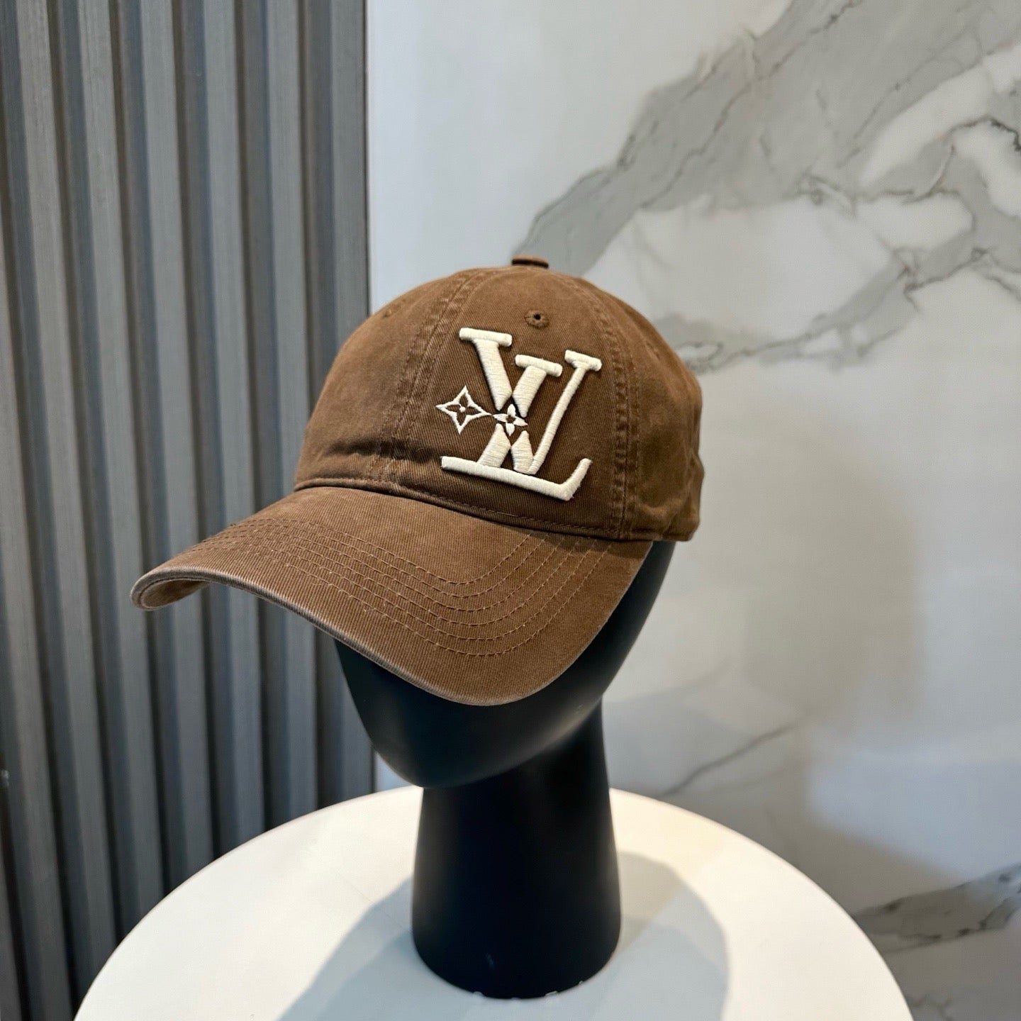 White, Brown, Light Grey and Pink Cap