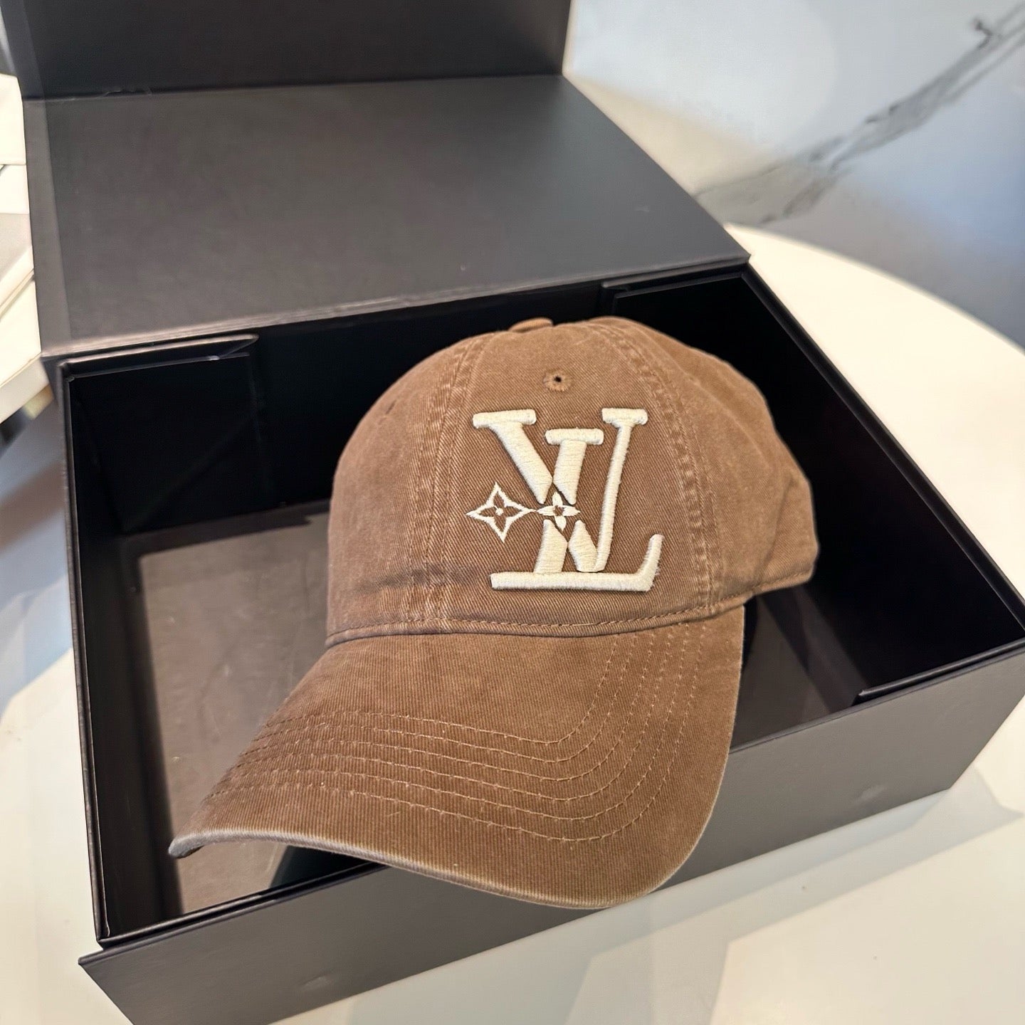 White, Brown, Light Grey and Pink Cap