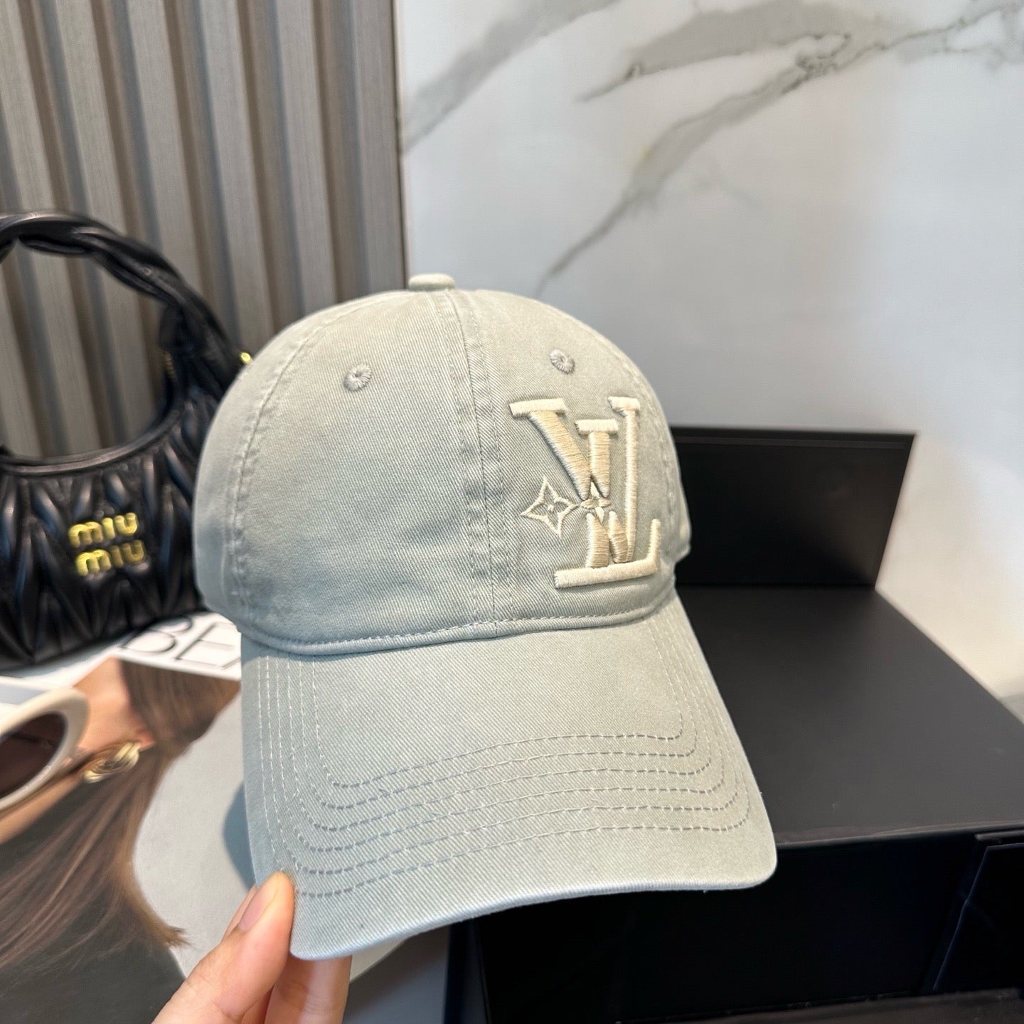 White, Brown, Light Grey and Pink Cap