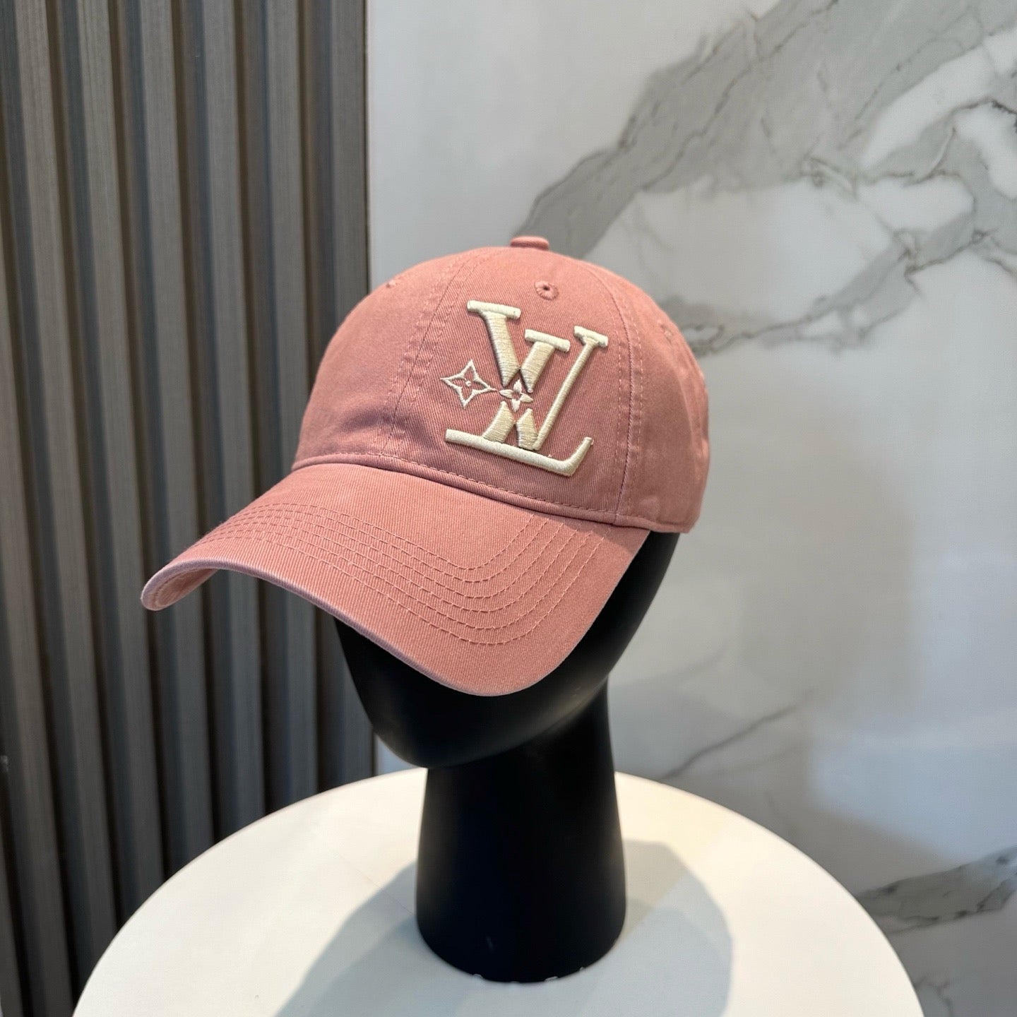White, Brown, Light Grey and Pink Cap