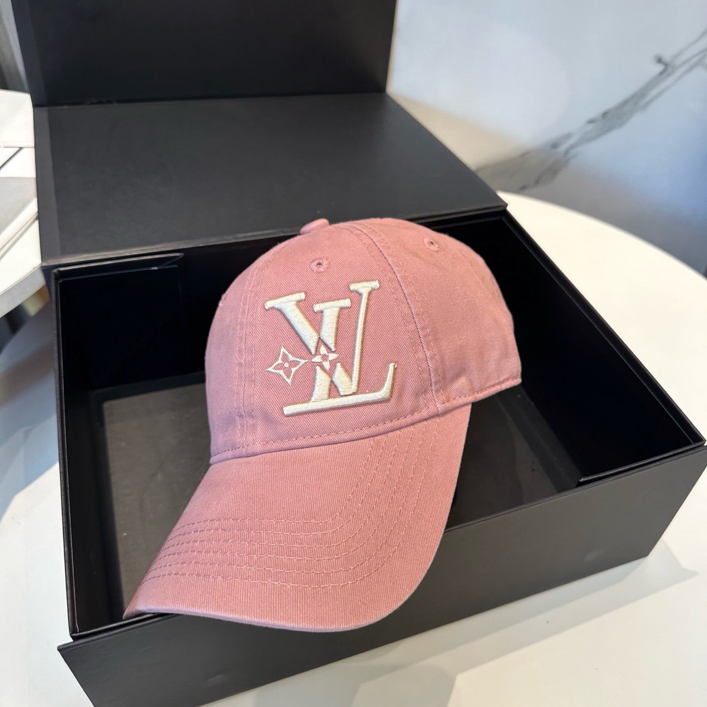 White, Brown, Light Grey and Pink Cap