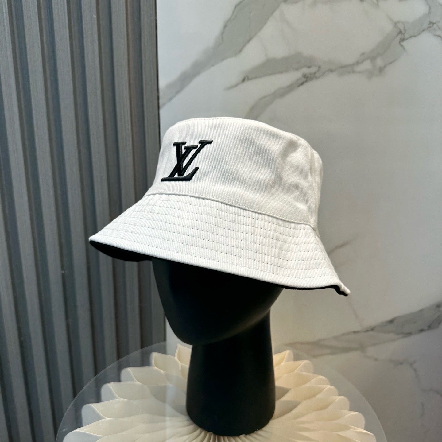 White, Black and Blue Hat