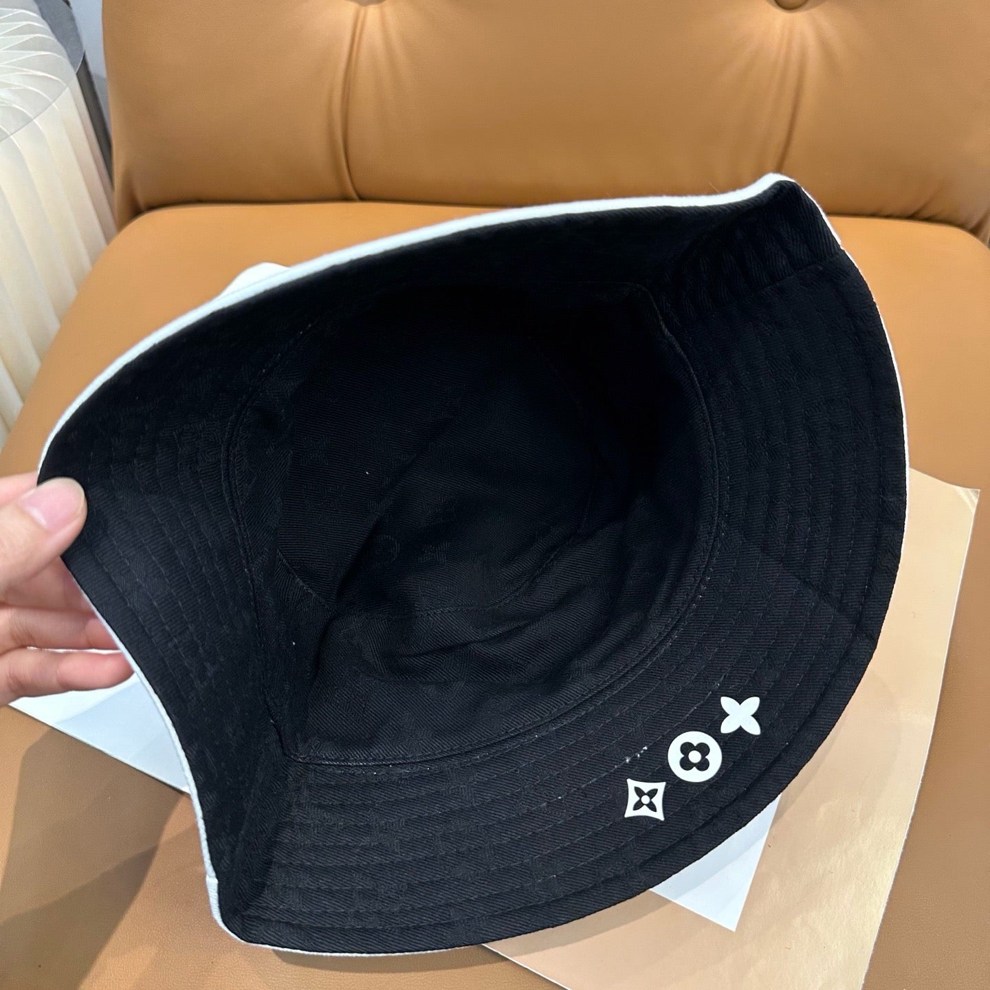 White, Black and Blue Hat