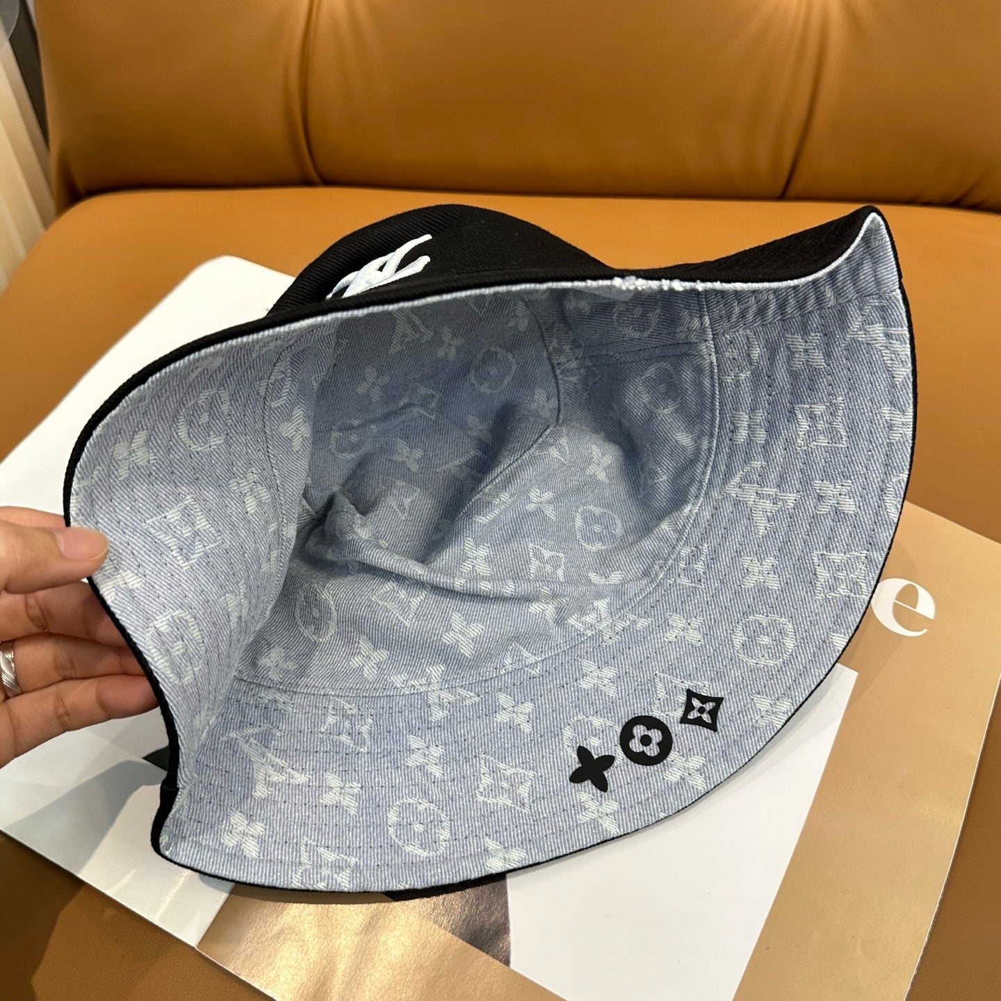 White, Black and Blue Hat