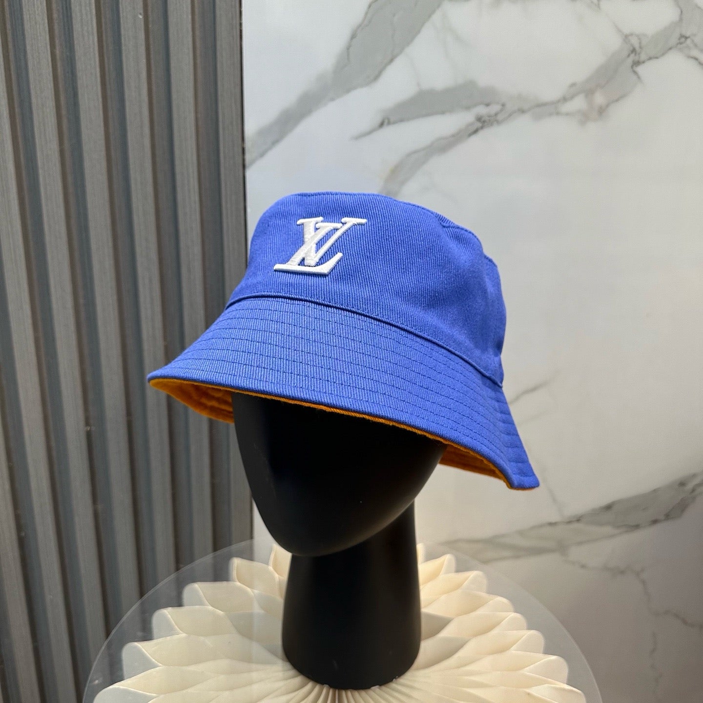 White, Black and Blue Hat