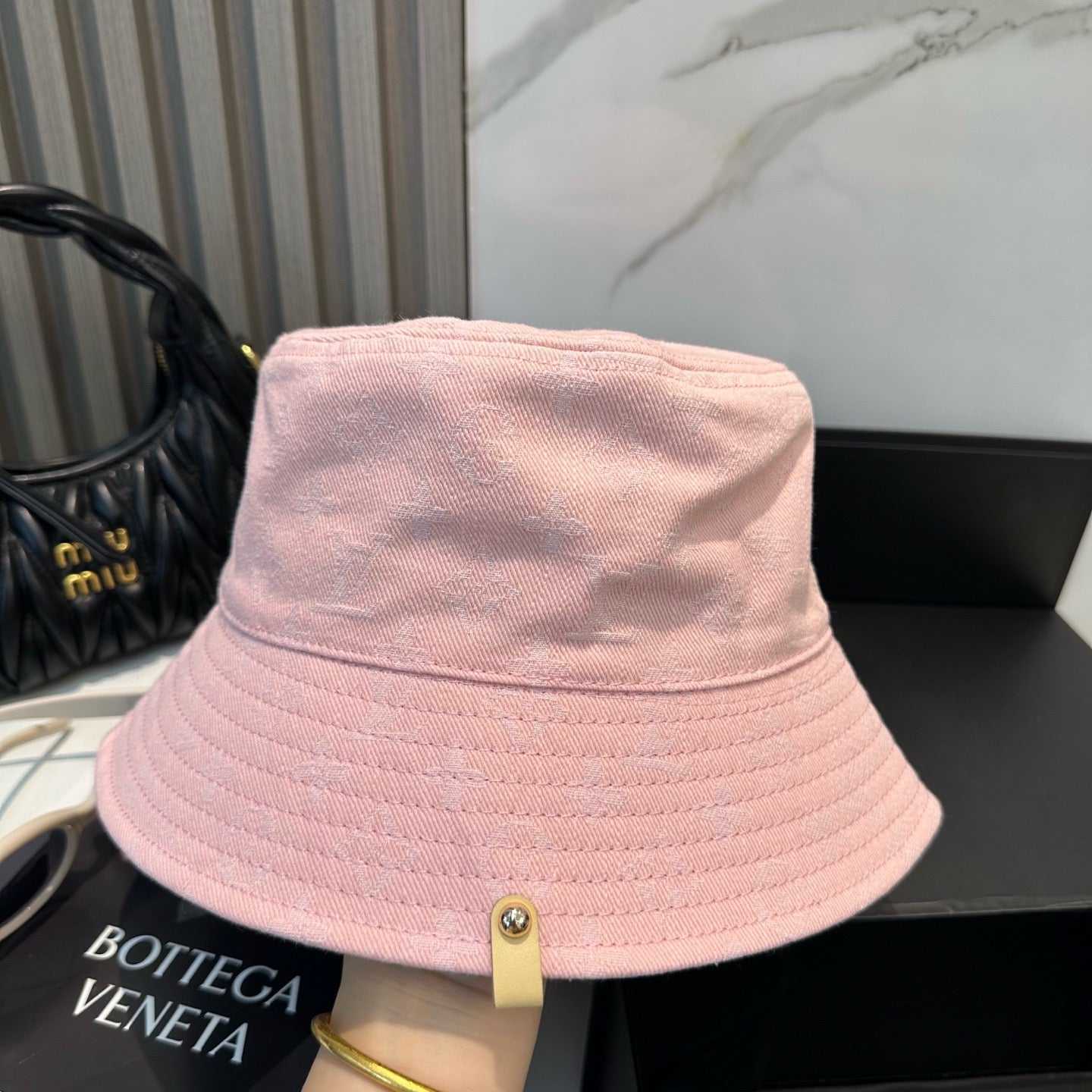 Pink, Grey and Blue Hat
