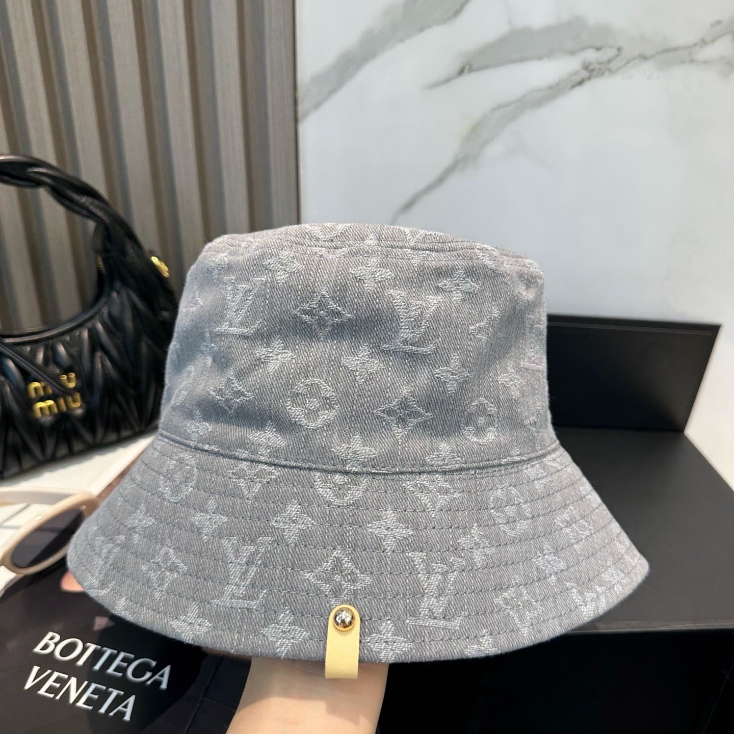 Pink, Grey and Blue Hat