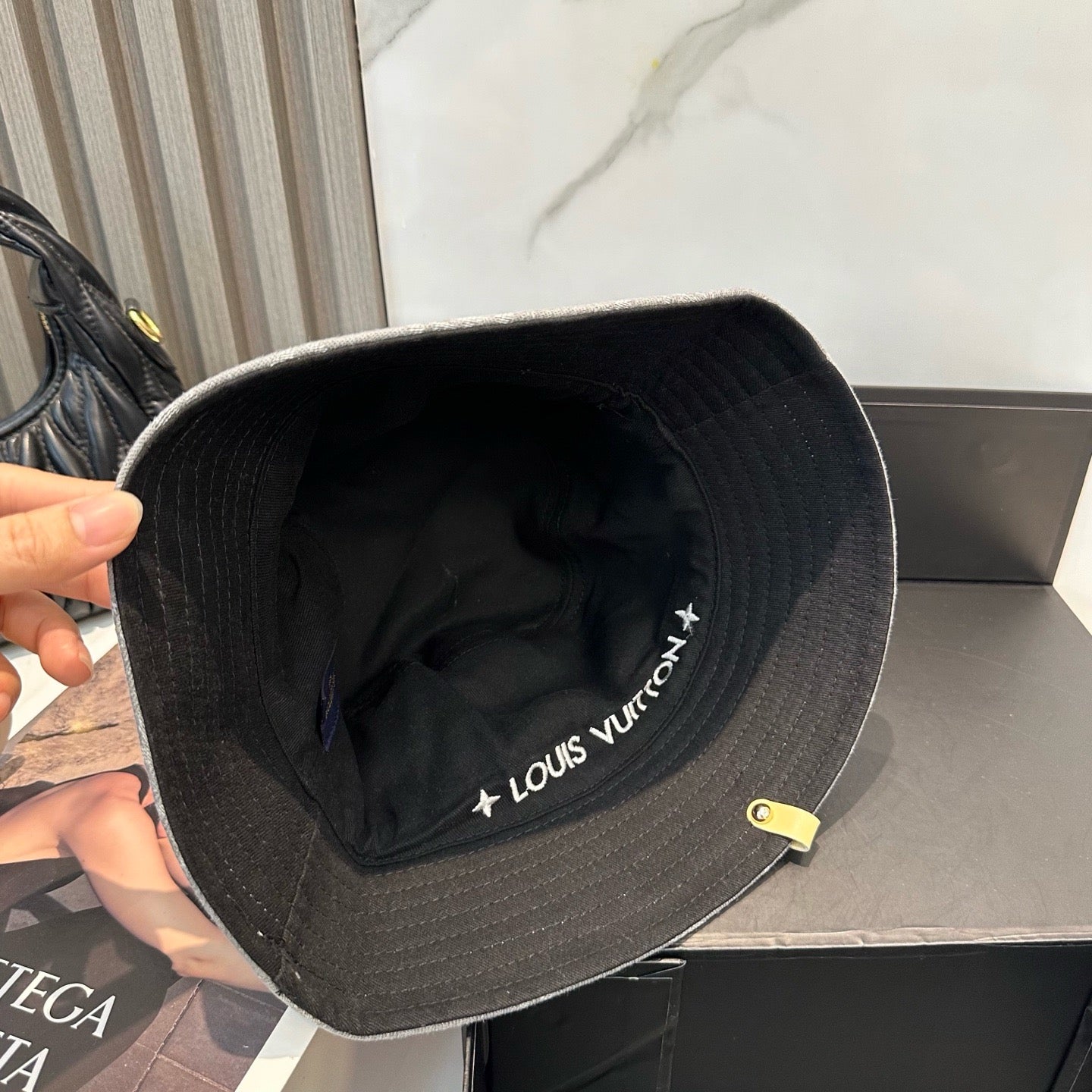 Pink, Grey and Blue Hat