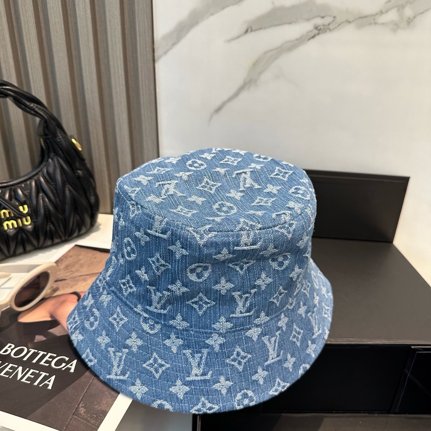 Pink, Grey and Blue Hat