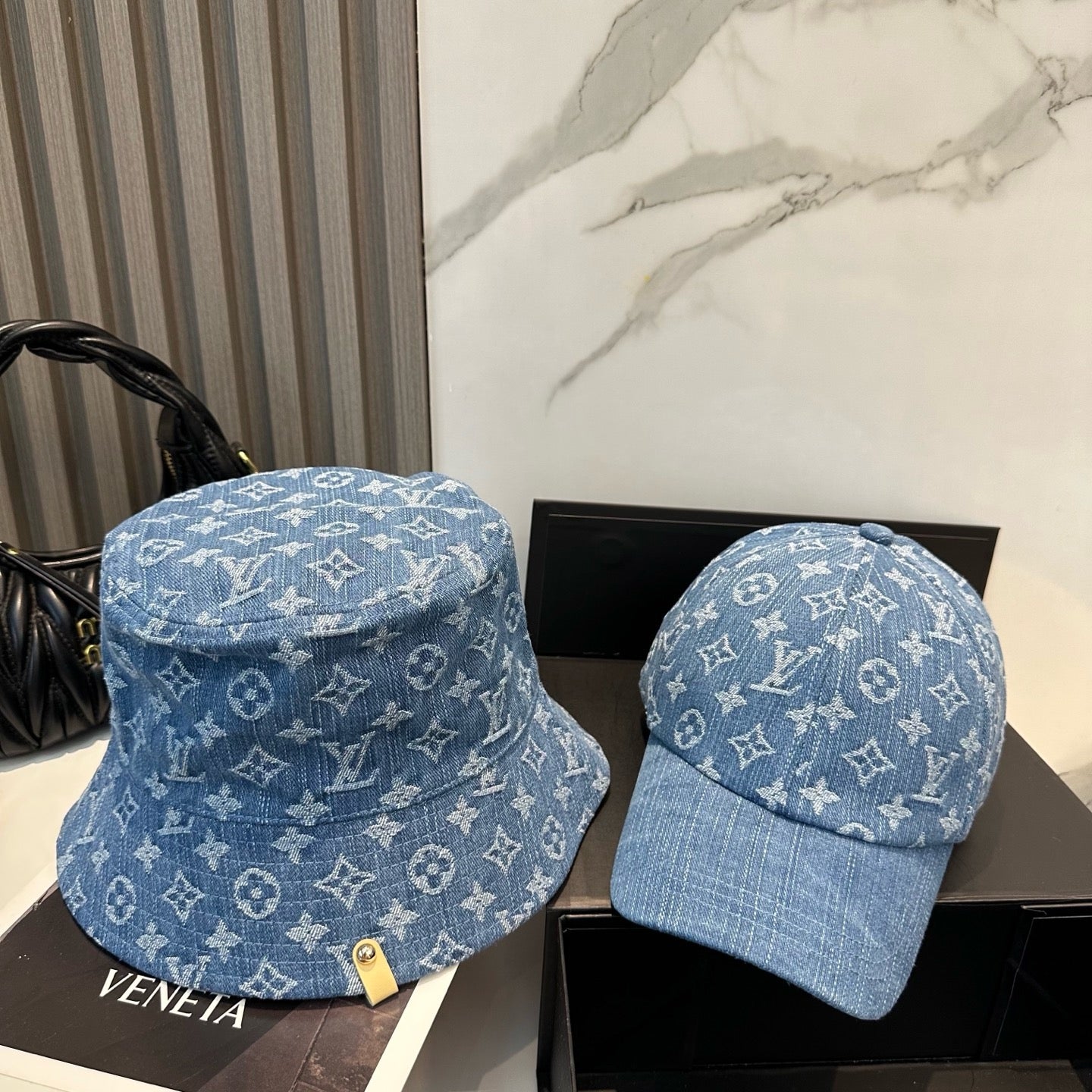 Pink, Grey and Blue Hat