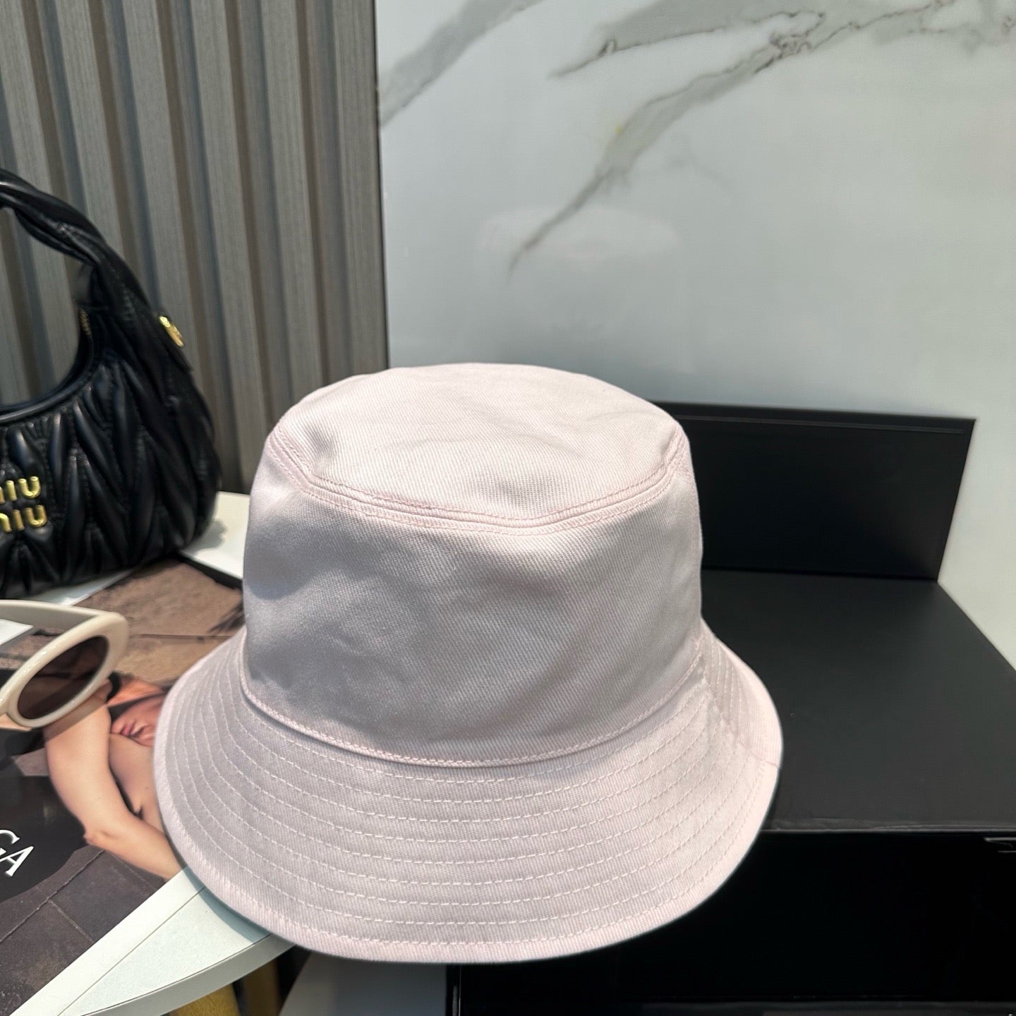 White, Black and Cream Hat