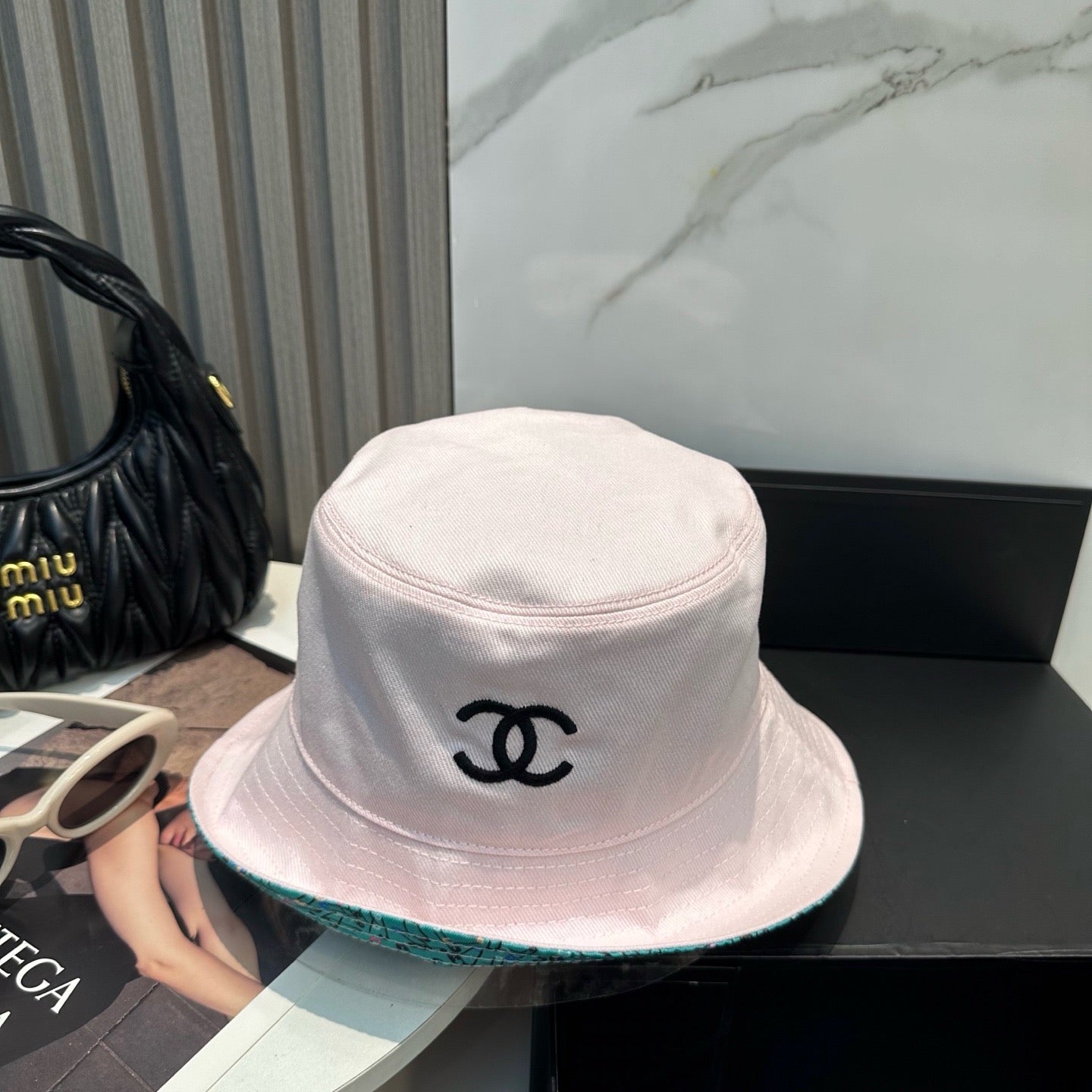 White, Black and Cream Hat
