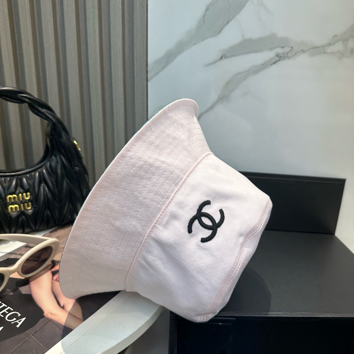 White, Black and Cream Hat